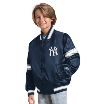 Youth Starter Navy New York Yankees Courtside Jr. Varsity Full Snap Jacket