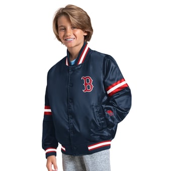 Youth Starter Navy Boston Red Sox Courtside Jr. Varsity Full Snap Jacket