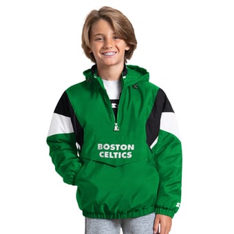 Youth Starter Kelly Green Boston Celtics The Throwback Jr. Half-Zip Hooded Jacket