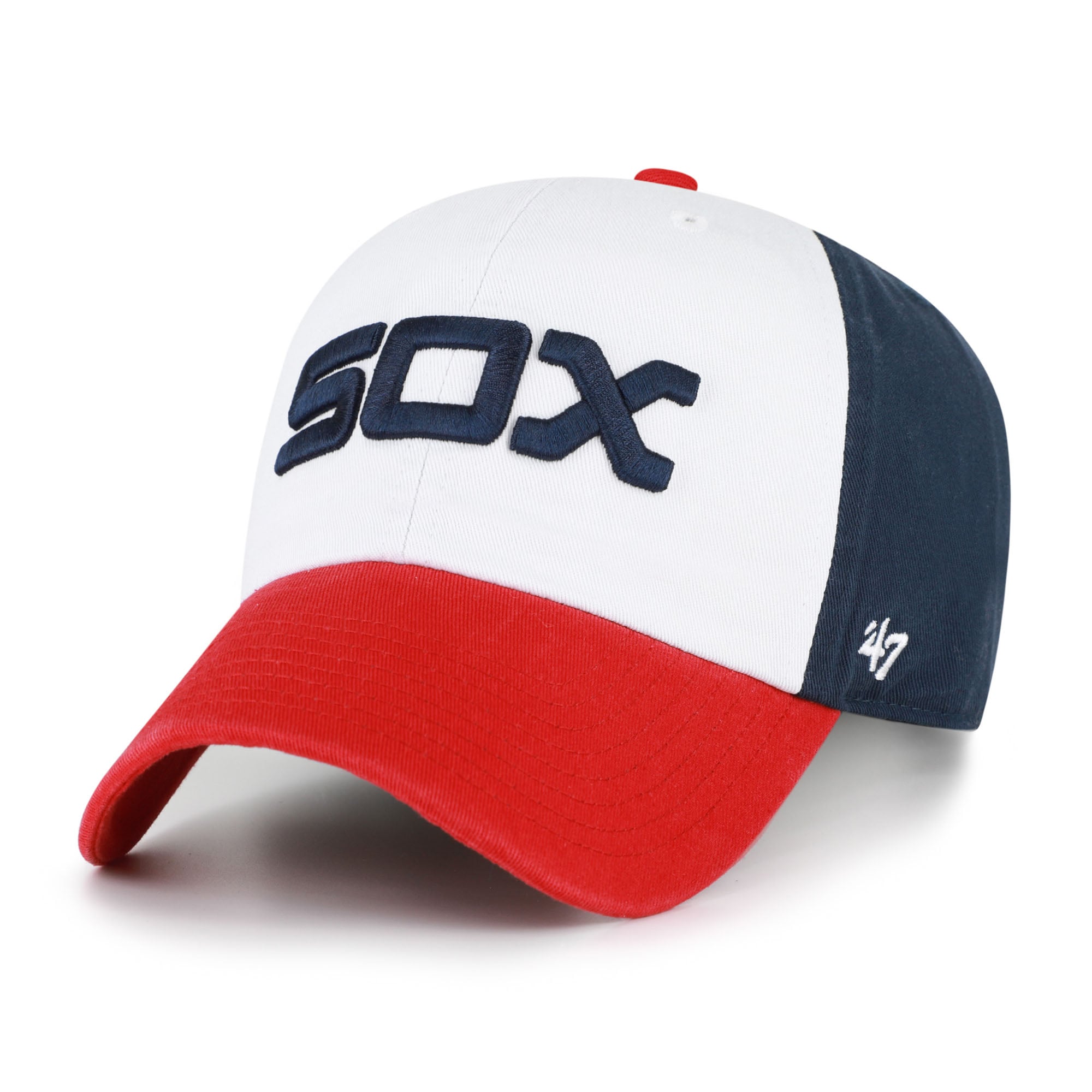 Men's '47 White/Red Chicago White Sox Cooperstown Collection Replica Clean Up Adjustable Hat