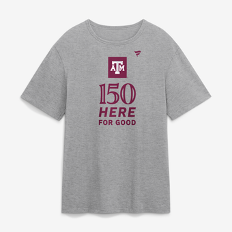 Men's Gray Texas A&M Aggies 150th Anniversary Here For Good T-Shirt