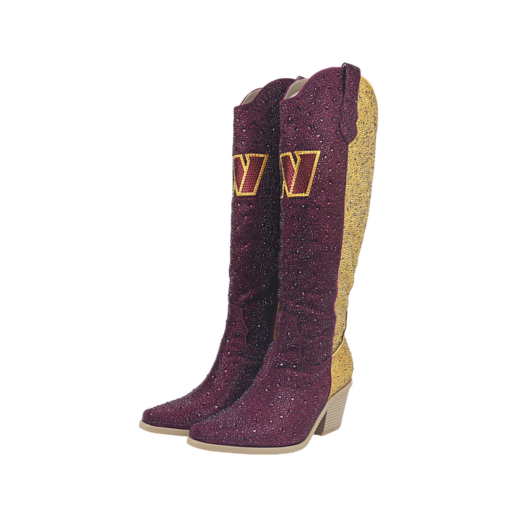 Women's FABGATING by Cuce Burgundy Washington Commanders Two-Tone Crystal Cowboy Boot