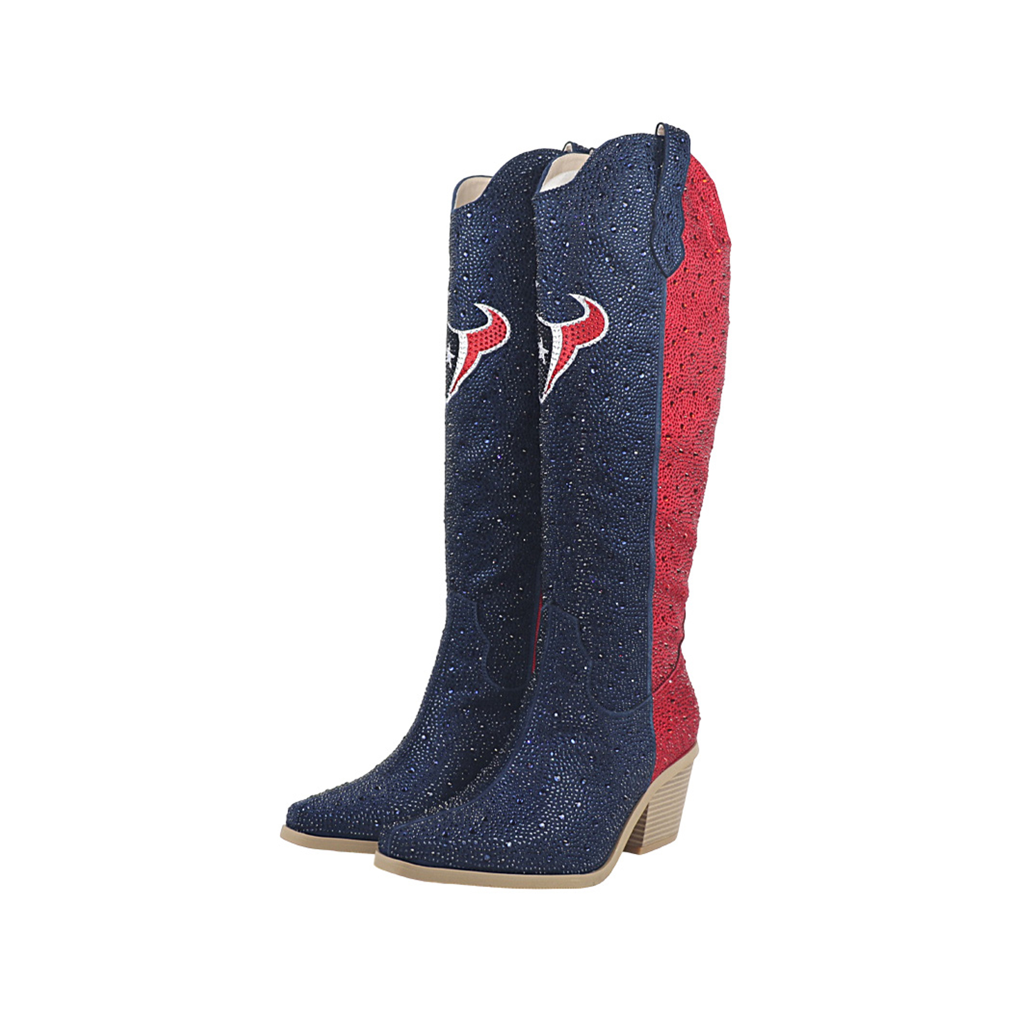 Women's FABGATING by Cuce  Navy Houston Texans Two-Tone Crystal Cowboy Boot