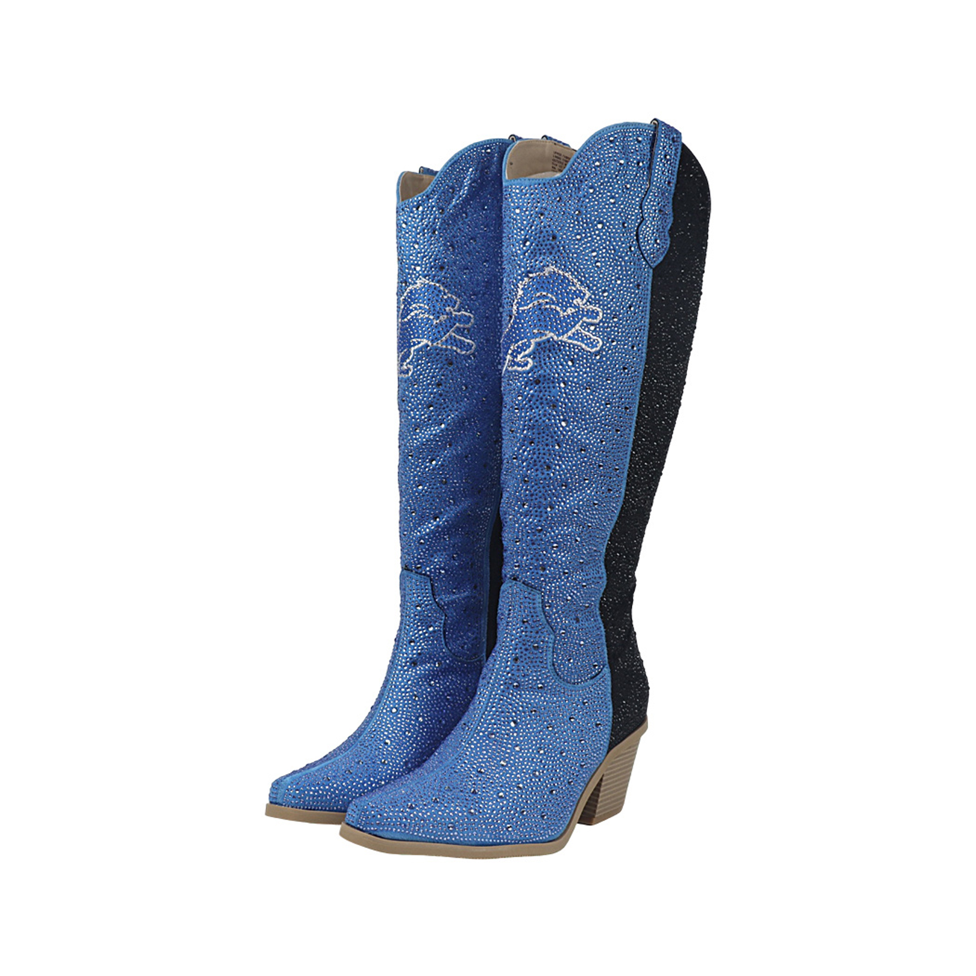 Women's FABGATING by Cuce  Blue Detroit Lions Two-Tone Crystal Cowboy Boot
