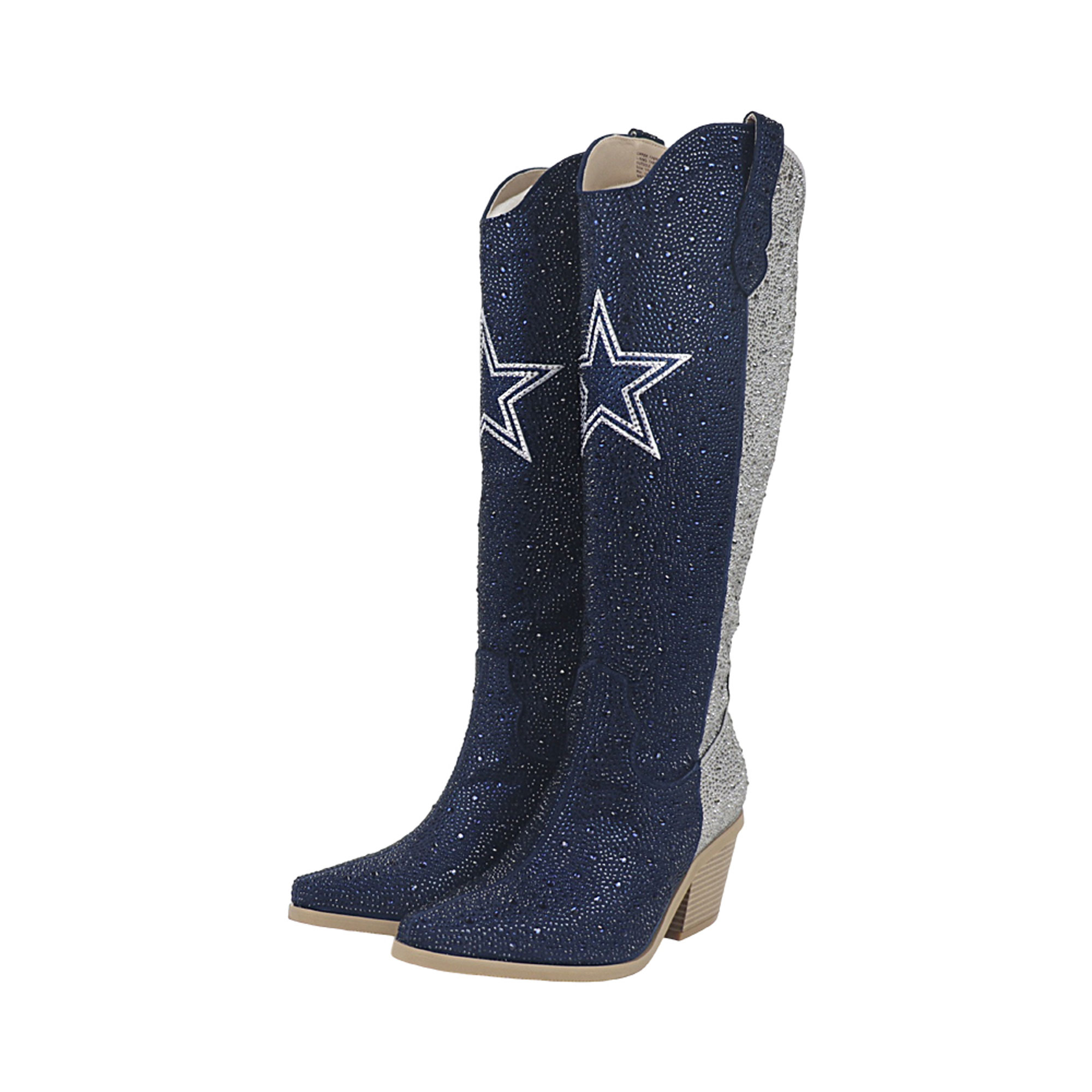 Women's FABGATING by Cuce Navy Dallas Cowboys Two-Tone Crystal Cowboy Boot