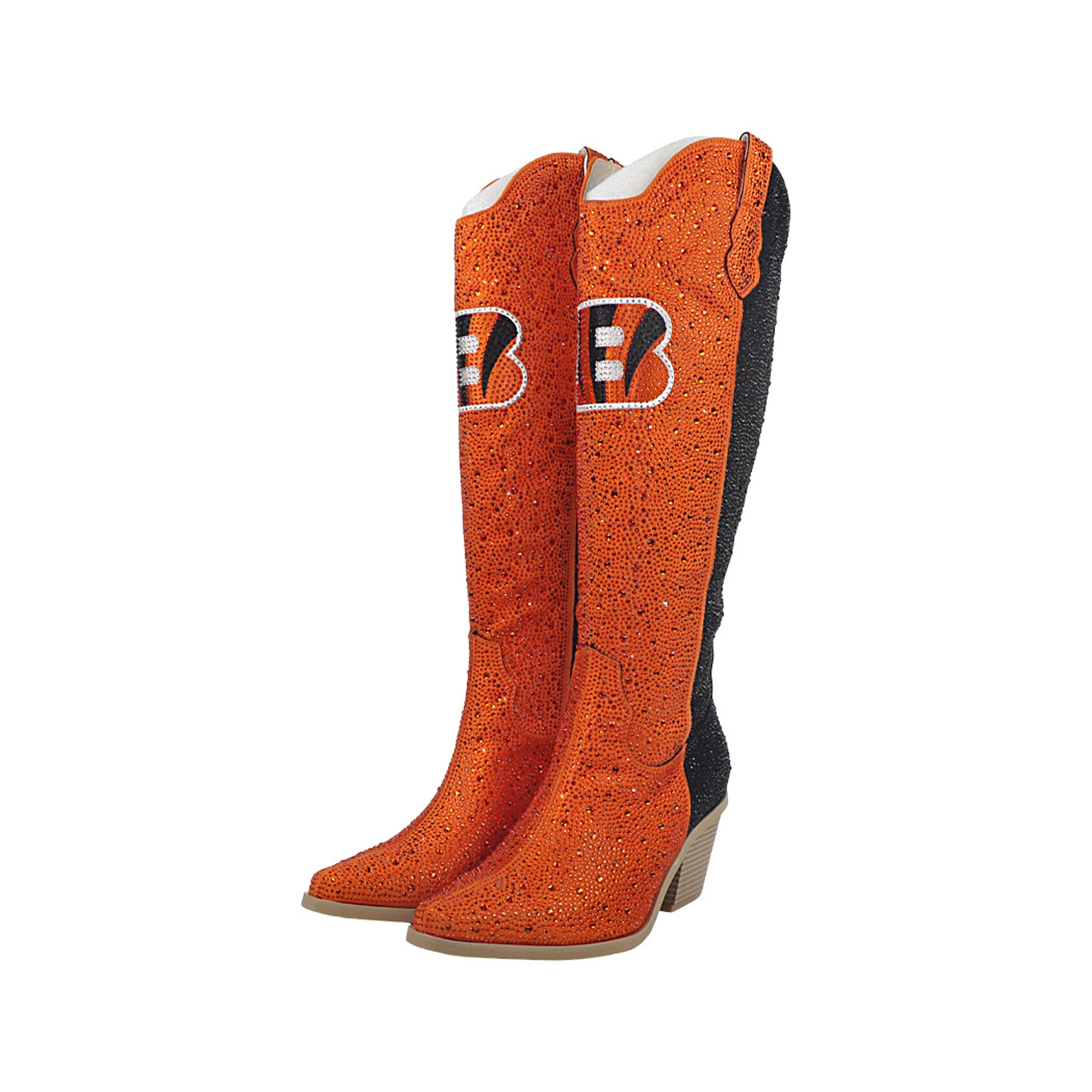 Women's FABGATING by Cuce  Orange Cincinnati Bengals Two-Tone Crystal Cowboy Boot