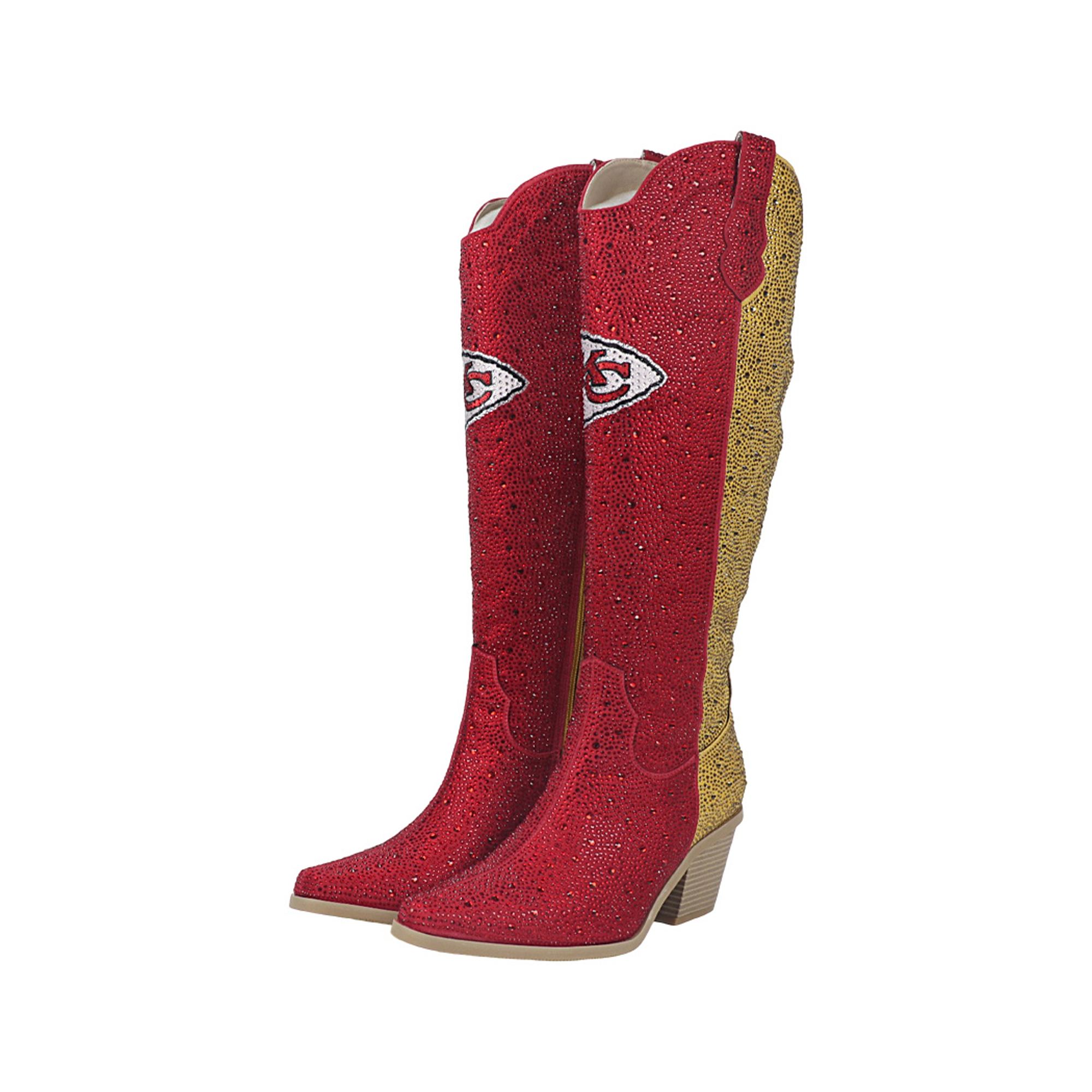 Women's FABGATING by Cuce  Red Kansas City Chiefs Two-Tone Crystal Cowboy Boot