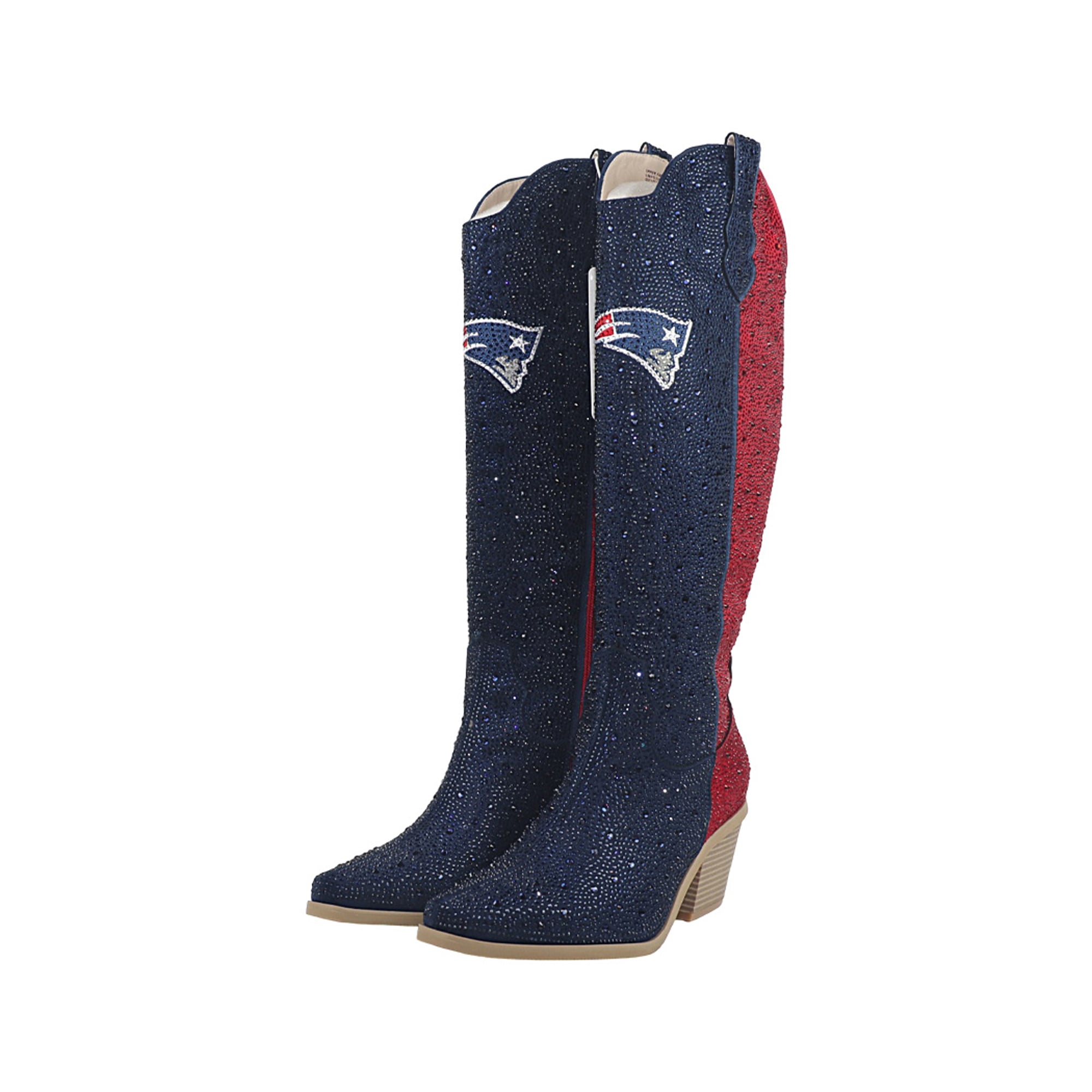 Women’s Cuce Navy/Red New England Patriots Two-Tone Crystal Cowboy Boot