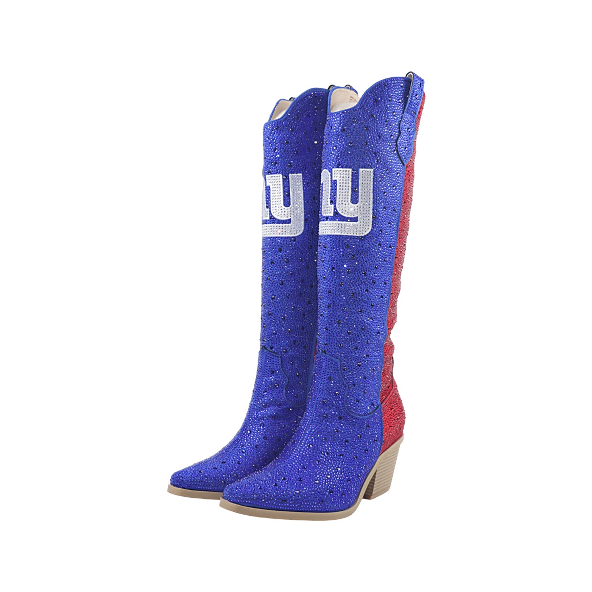 Women’s Cuce Royal/Red New York Giants Two-Tone Crystal Cowboy Boot