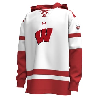 Youth Under Armour  White Wisconsin Badgers Gameday Hockey Hoodie