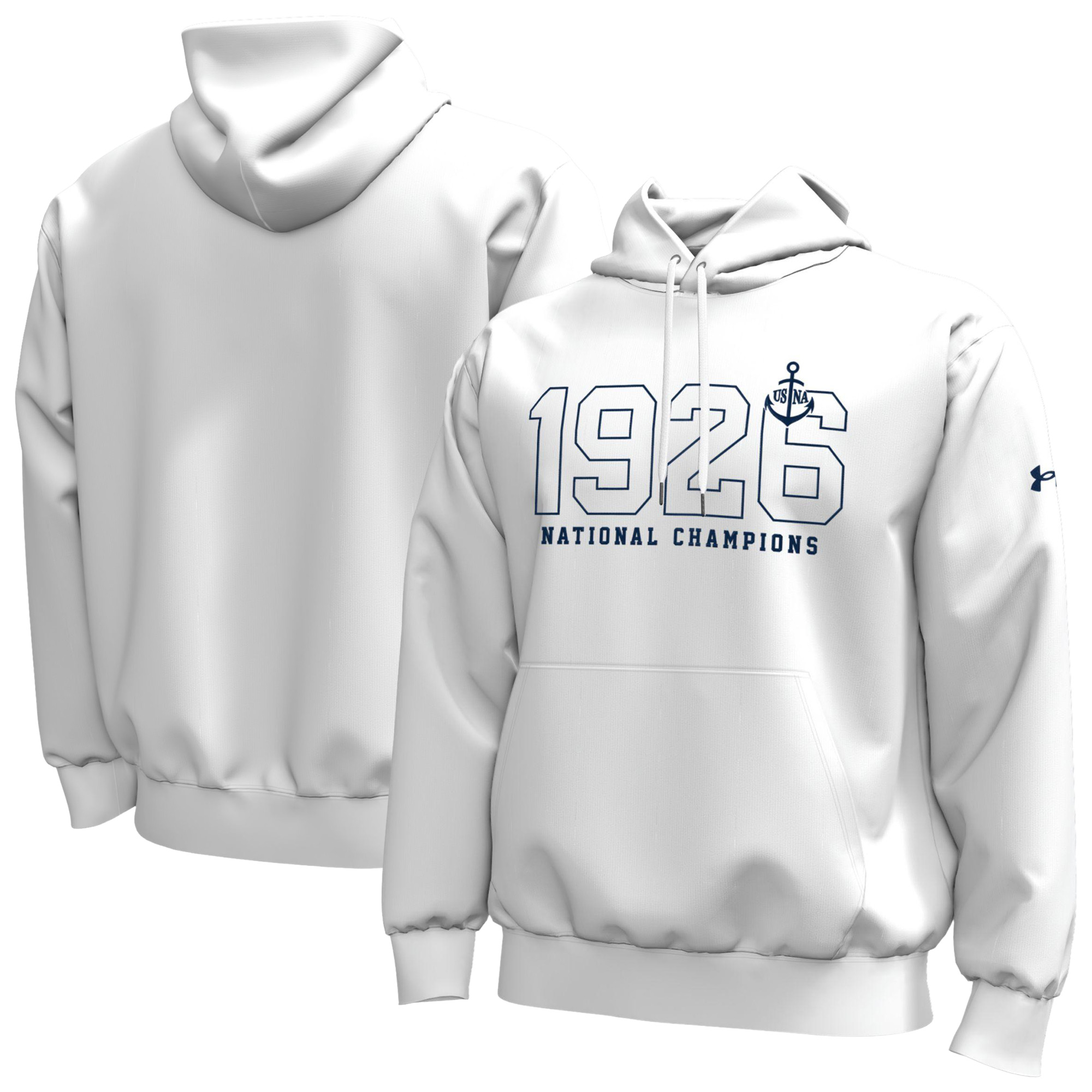 Men’s Under Armour White Navy Midshipmen National Championship 100th Anniversary Icon Taped Hoodie Men’s Under Armour White Navy Midshipmen National Championship 100th Anniversary Icon Taped Hoodie