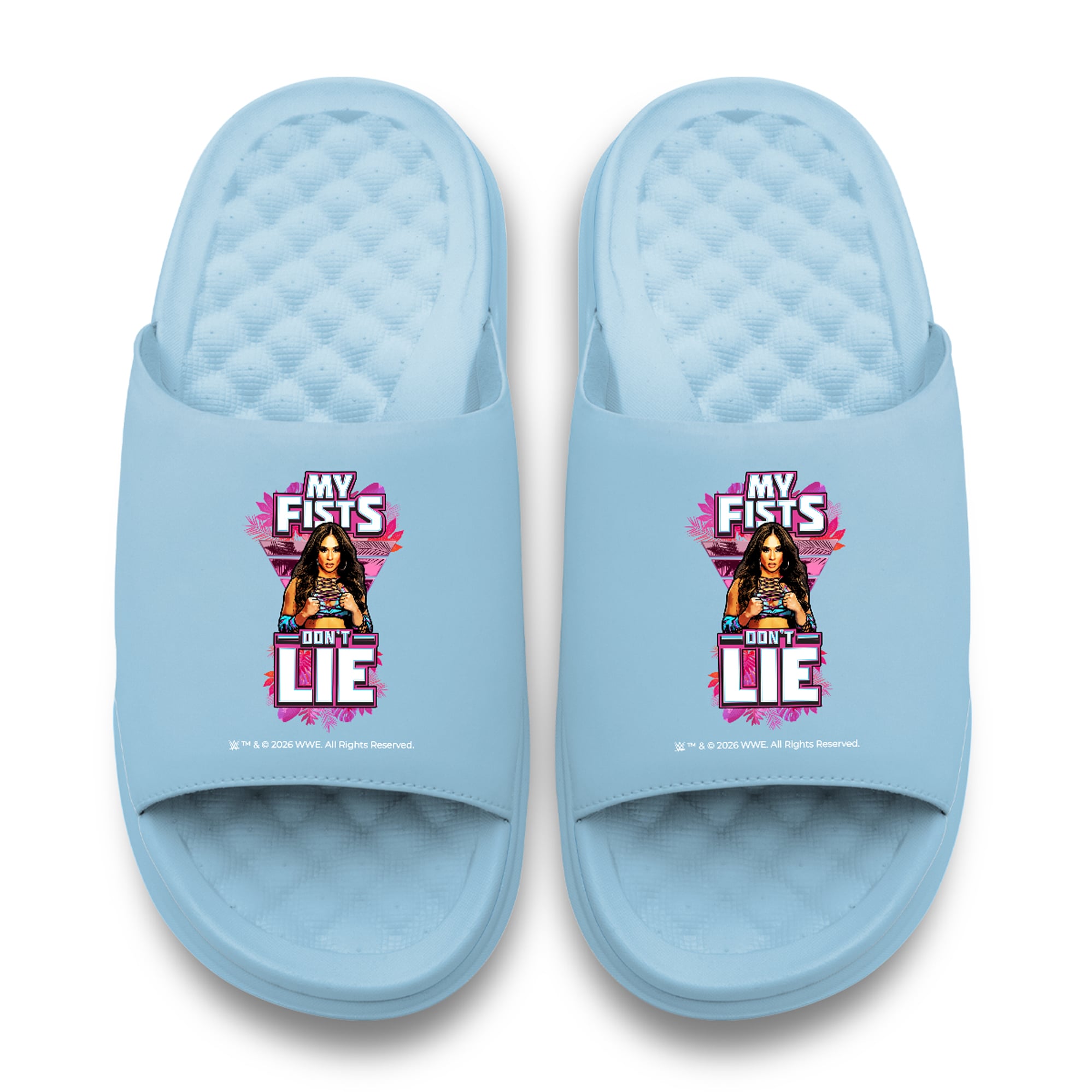 Youth ISlide Lola Vice Blue WWE Fists Don't Lie Motive Slide Sandals