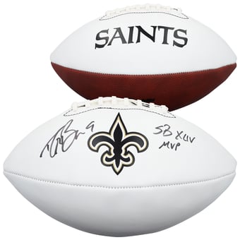 Drew Brees New Orleans Saints Autographed Franklin White Panel Football with "SB XLIV MVP" Inscription