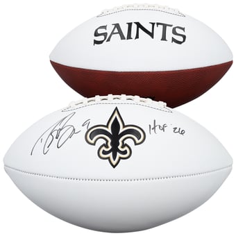 Drew Brees New Orleans Saints Autographed Franklin White Panel Football with "HOF 26" Inscription