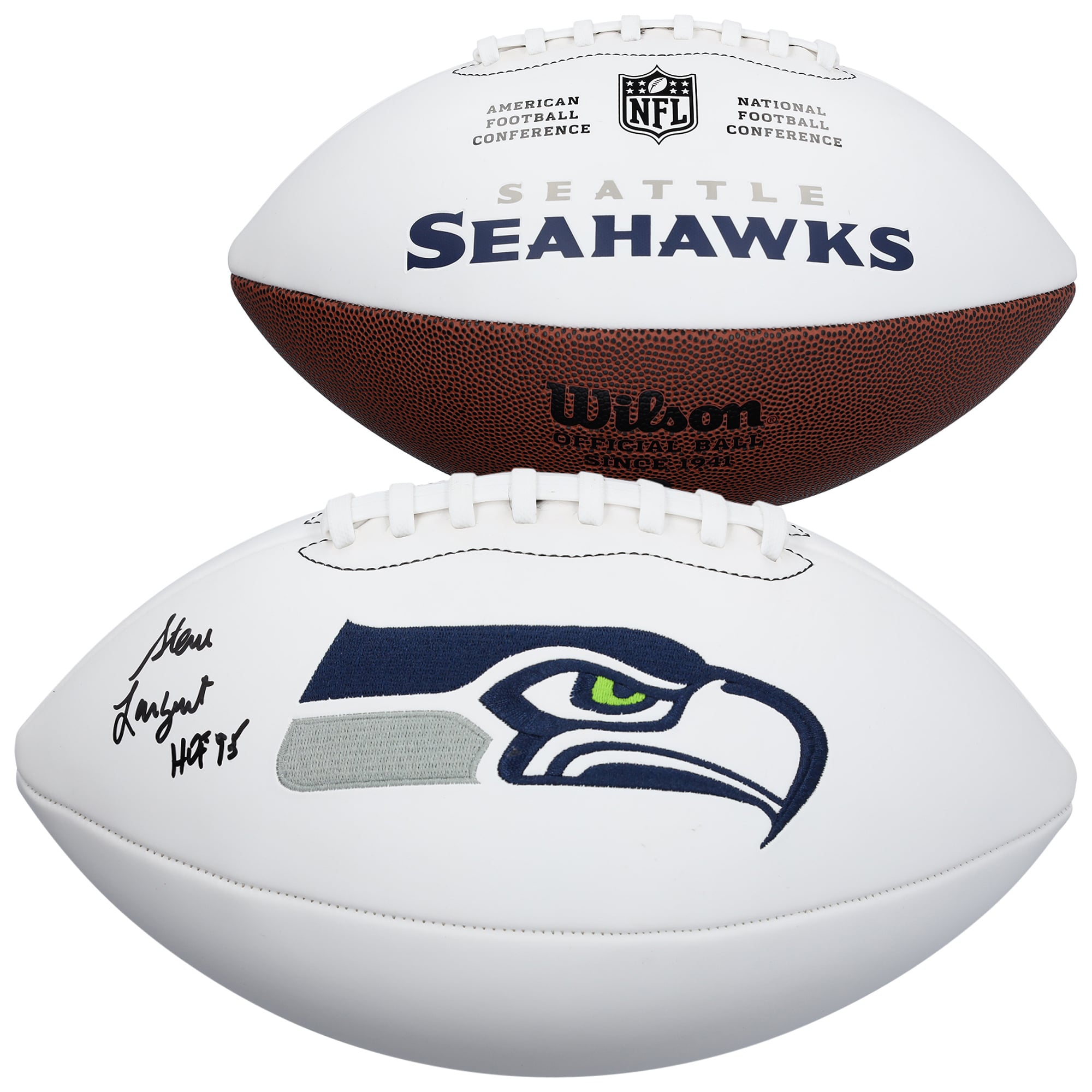 Steve Largent Seattle Seahawks Autographed Wilson White Panel Football with "HOF 95" Inscription