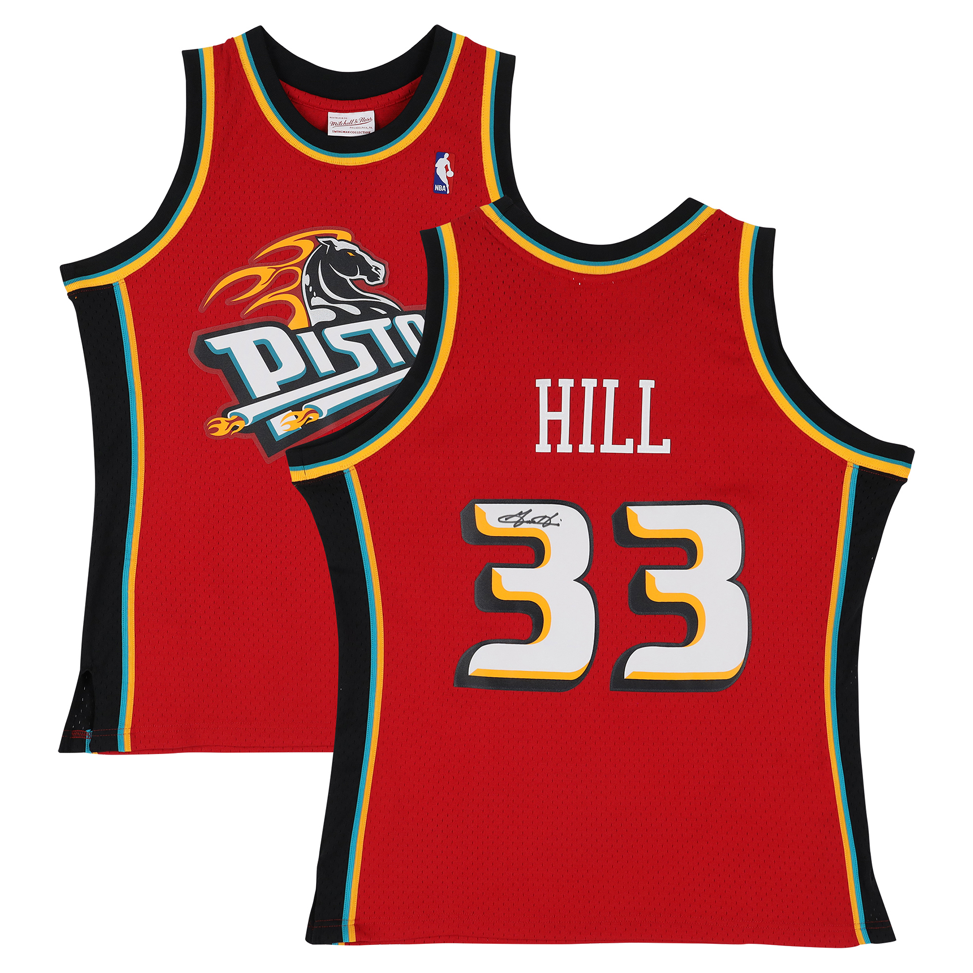 Grant Hill Detroit Pistons Autographed Red Mitchell & Ness 1999-00 Swingman Jersey