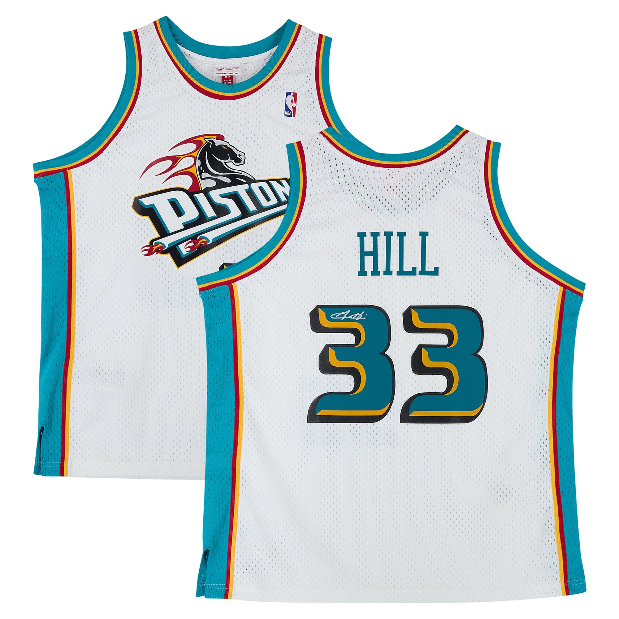 Grant Hill Detroit Pistons Autographed White Mitchell & Ness 1998 Swingman Jersey