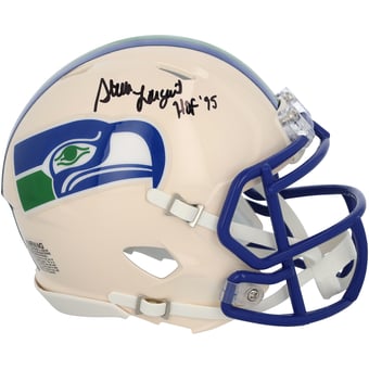 Steve Largent Seattle Seahawks Autographed Riddell Retro Speed Mini Helmet with "HOF 95" Inscription