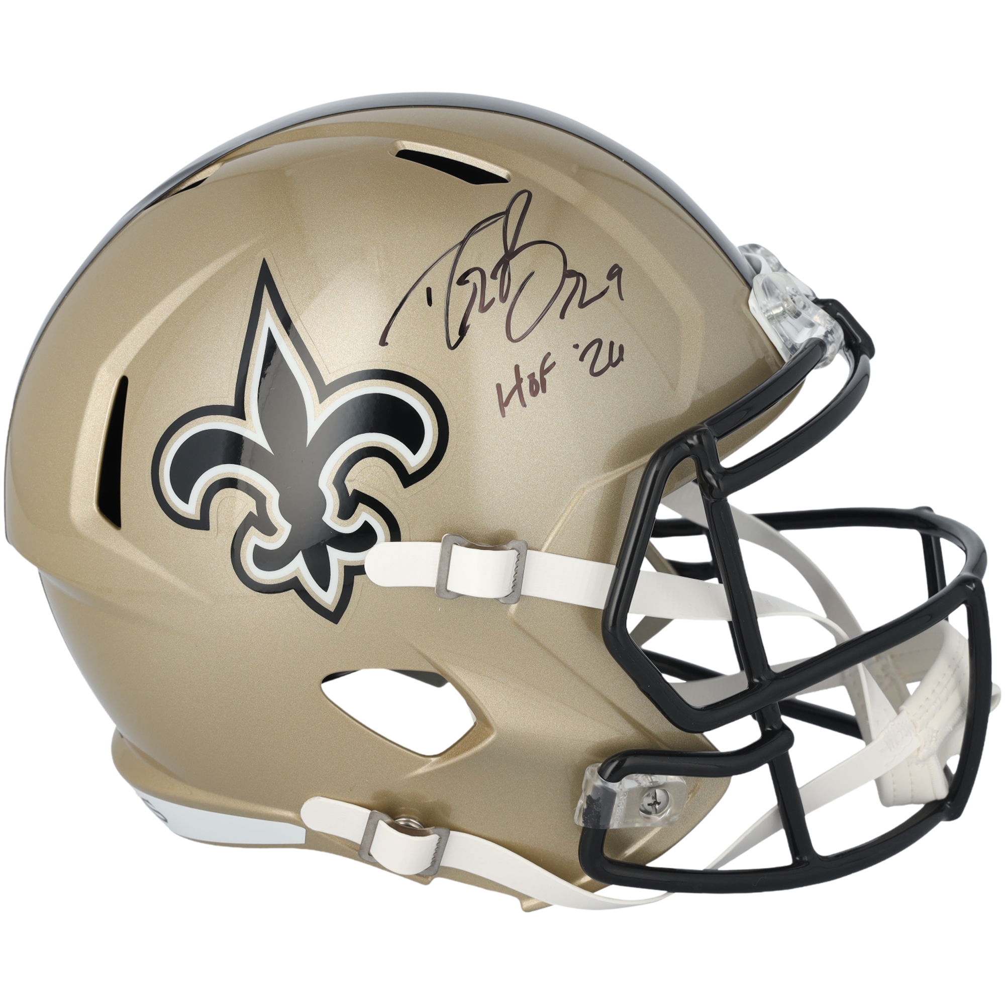 Drew Brees New Orleans Saints Autographed Riddell Speed Replica Helmet with "HOF 26" Inscription