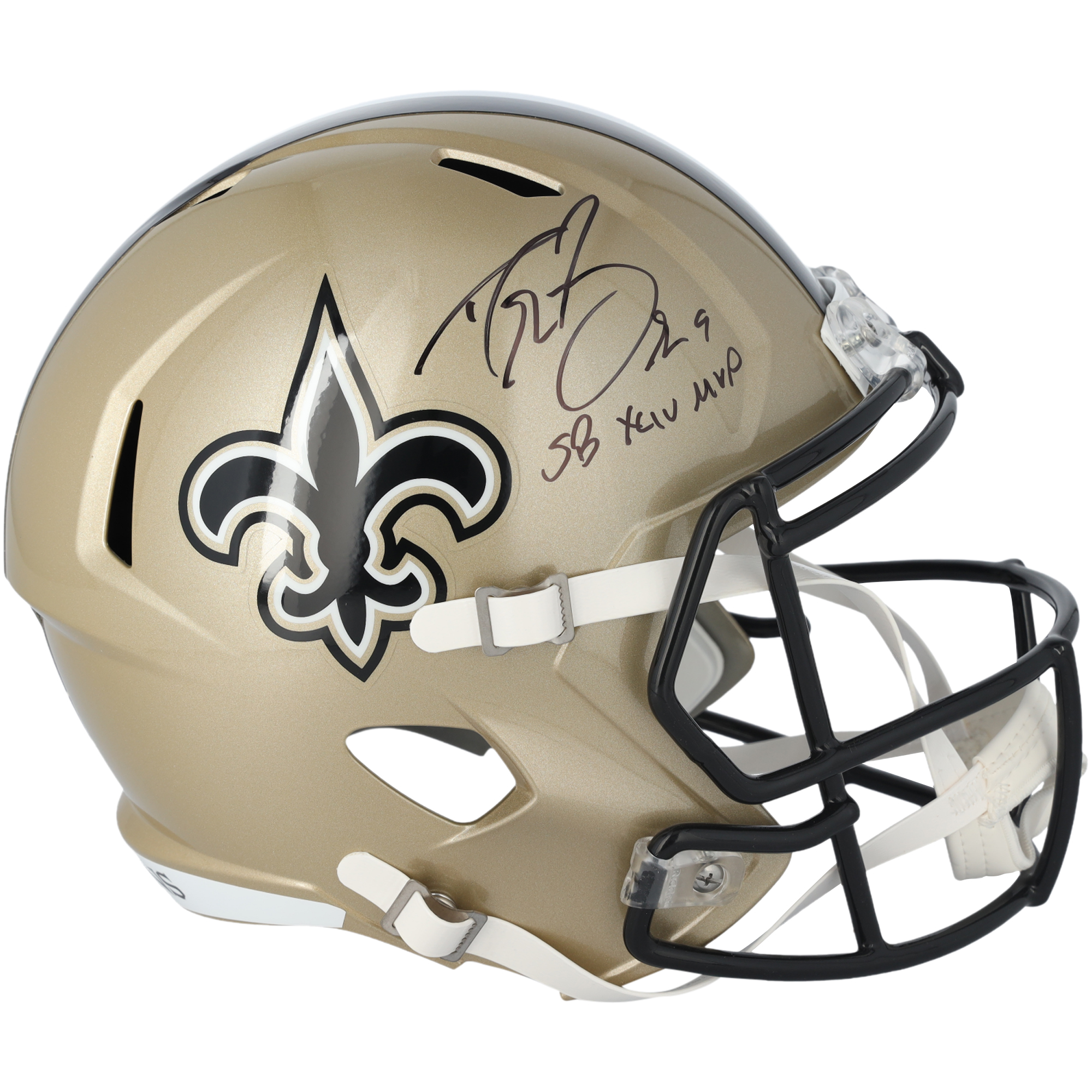 Drew Brees New Orleans Saints Autographed Riddell Speed Replica Helmet with "SB XLIV MVP" Inscription