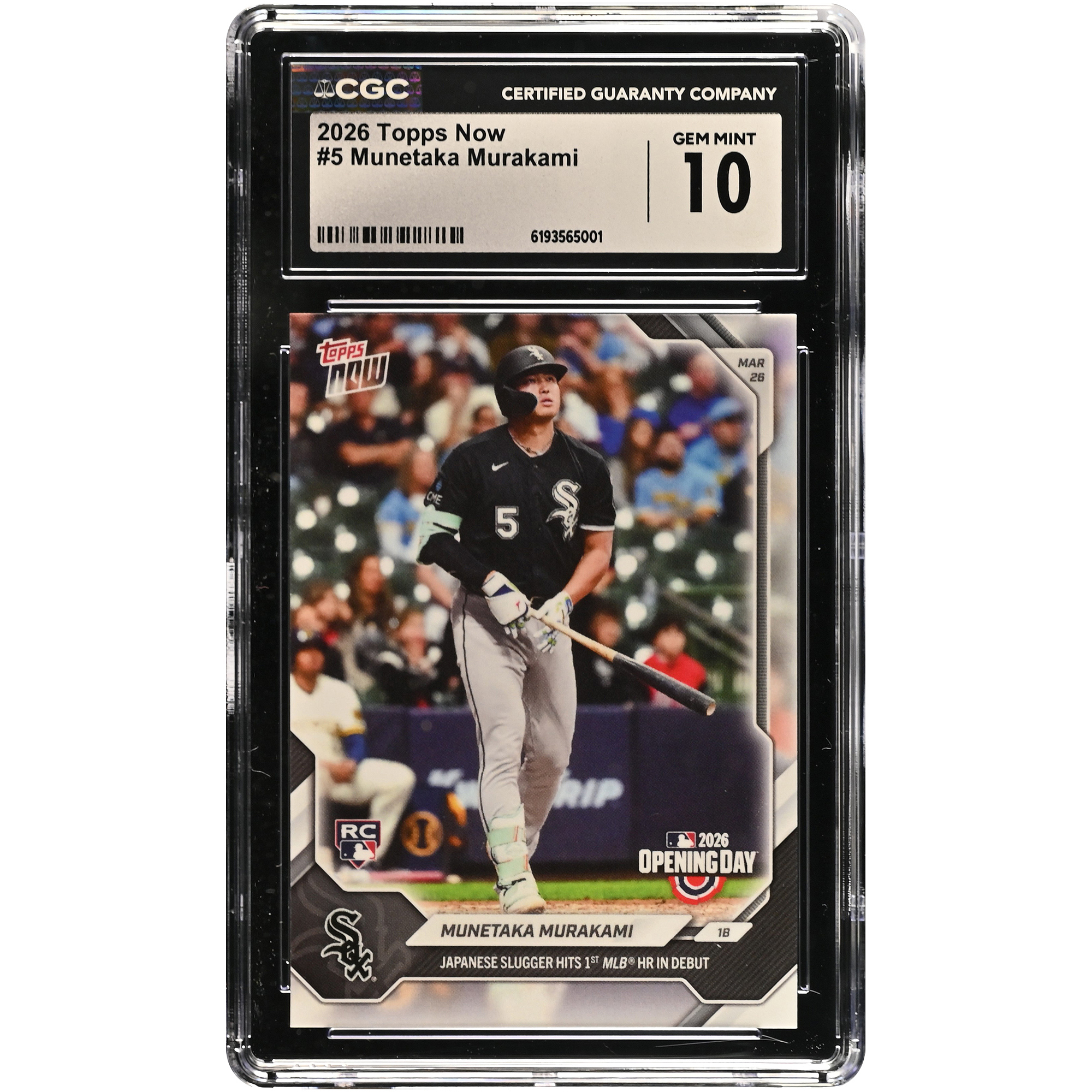 Munetaka Murakami Chicago White Sox 2026 Topps Now Japanese Slugger Hits 1st MLB HR in Debut #5 CGC Authenticated 10 Rookie Card. rookie card picture