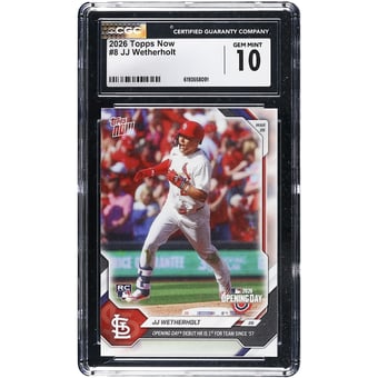 JJ Wetherholt St. Louis Cardinals 2026 Topps Now Opening Day Debut HR is 1st for Team Since '57 #8 CGC Authenticated 10 Rookie Card