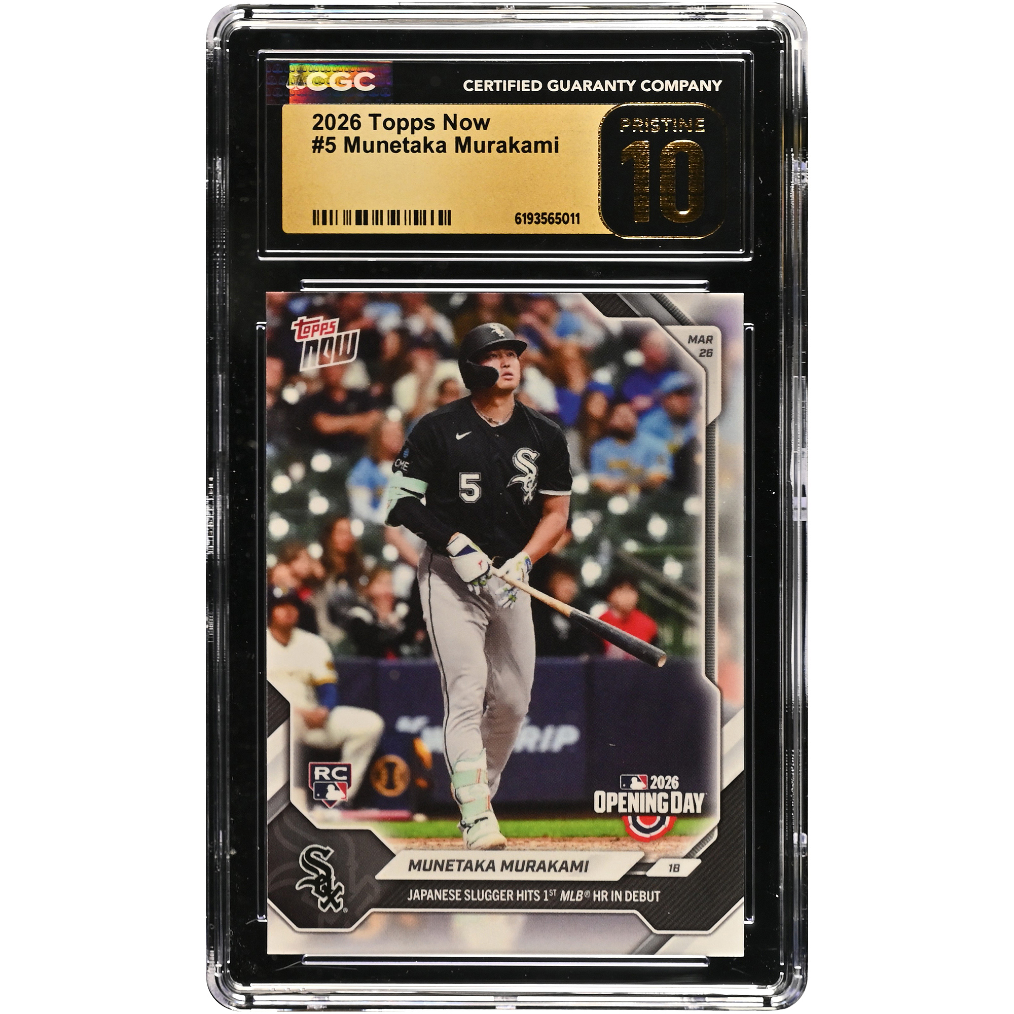 Munetaka Murakami Chicago White Sox 2026 Topps Now Japanese Slugger Hits 1st MLB HR in Debut #5 CGC Authenticated Pristine 10 Rookie Card