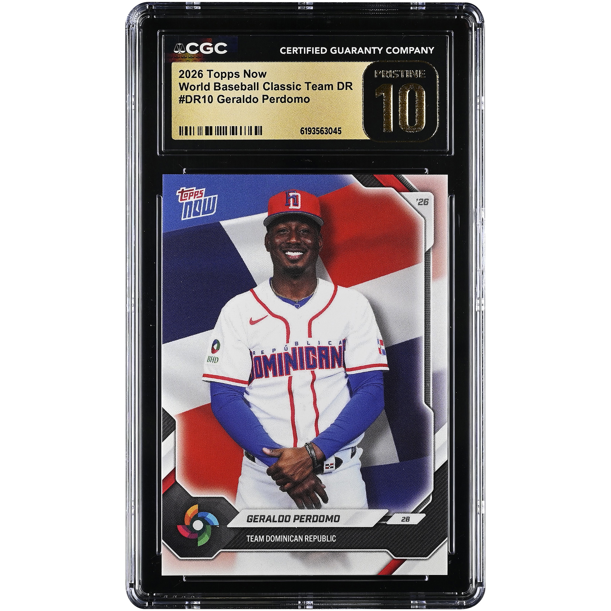 Geraldo Perdomo Dominican Republic Baseball 2026 Topps Now #DR10 CGC Authenticated Pristine 10 Card