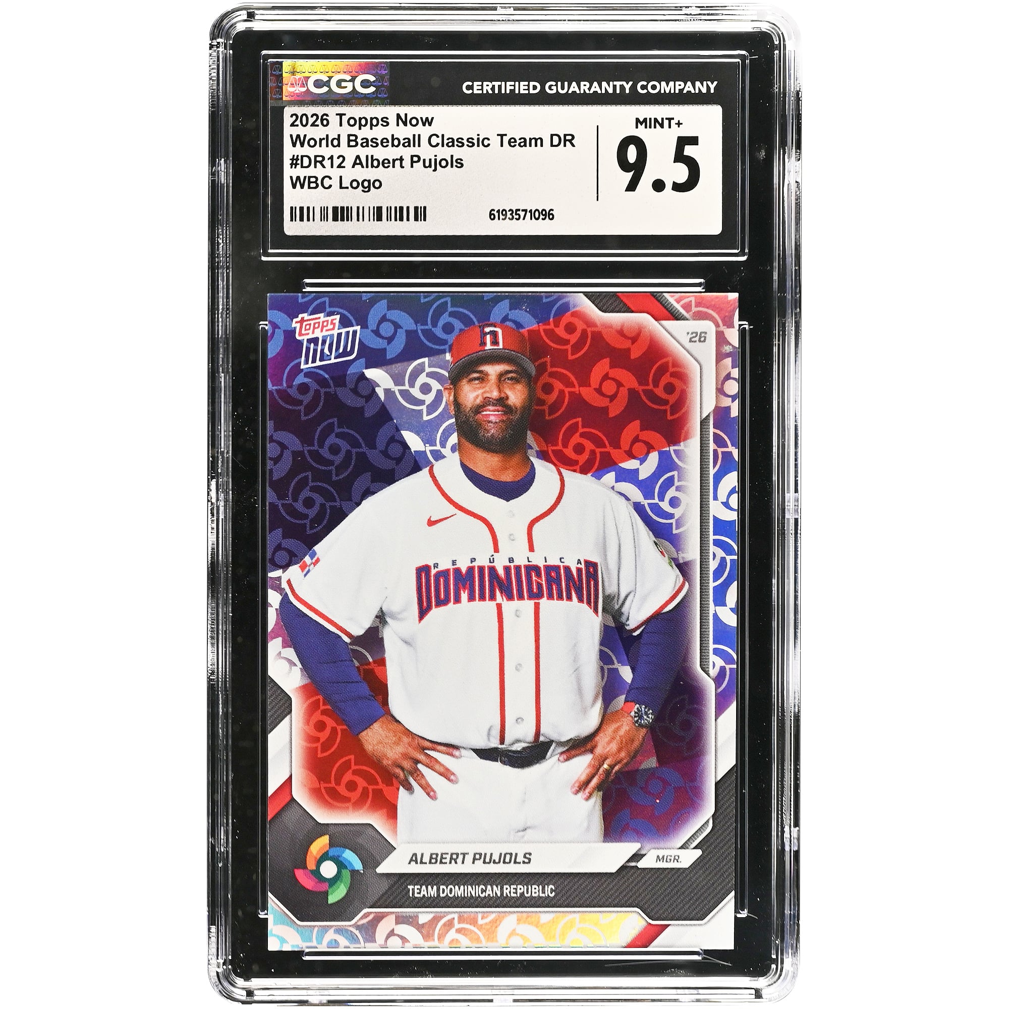 Albert Pujols Dominican Republic Baseball 2026 Topps Now WBC Logo #DR12 CGC Authenticated Card
