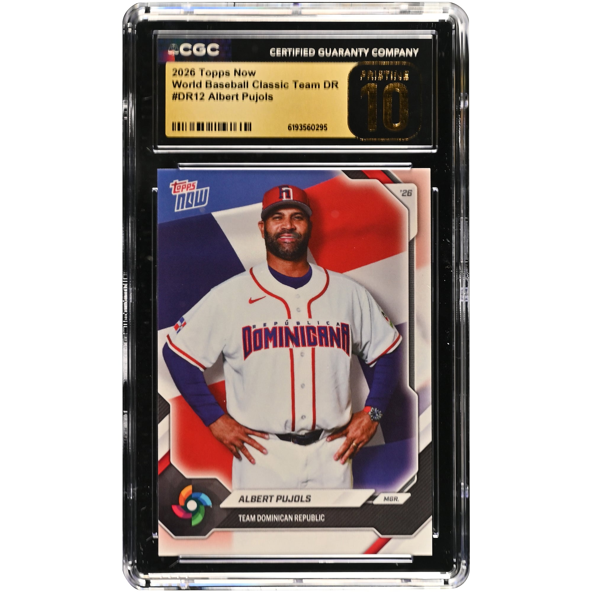 Albert Pujols Dominican Republic Baseball 2026 Topps Now WBC Logo #DR12 CGC Authenticated Pristine 10 Card