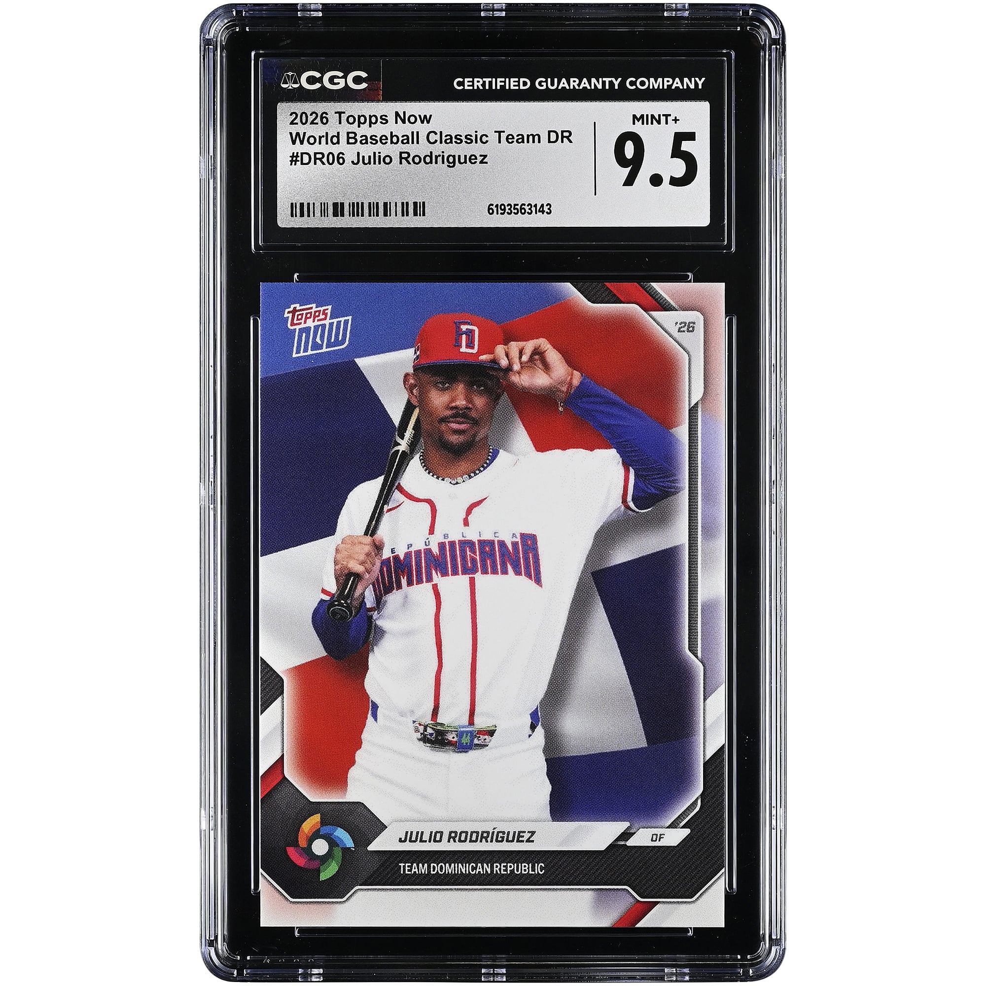 Julio Rodriguez Dominican Republic Baseball 2026 Topps Now #DR06 CGC Authenticated 9.5 Card