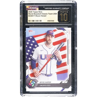 Bryce Harper USA Baseball 2026 Topps Now #USA11 CGC Authenticated Pristine 10 Card