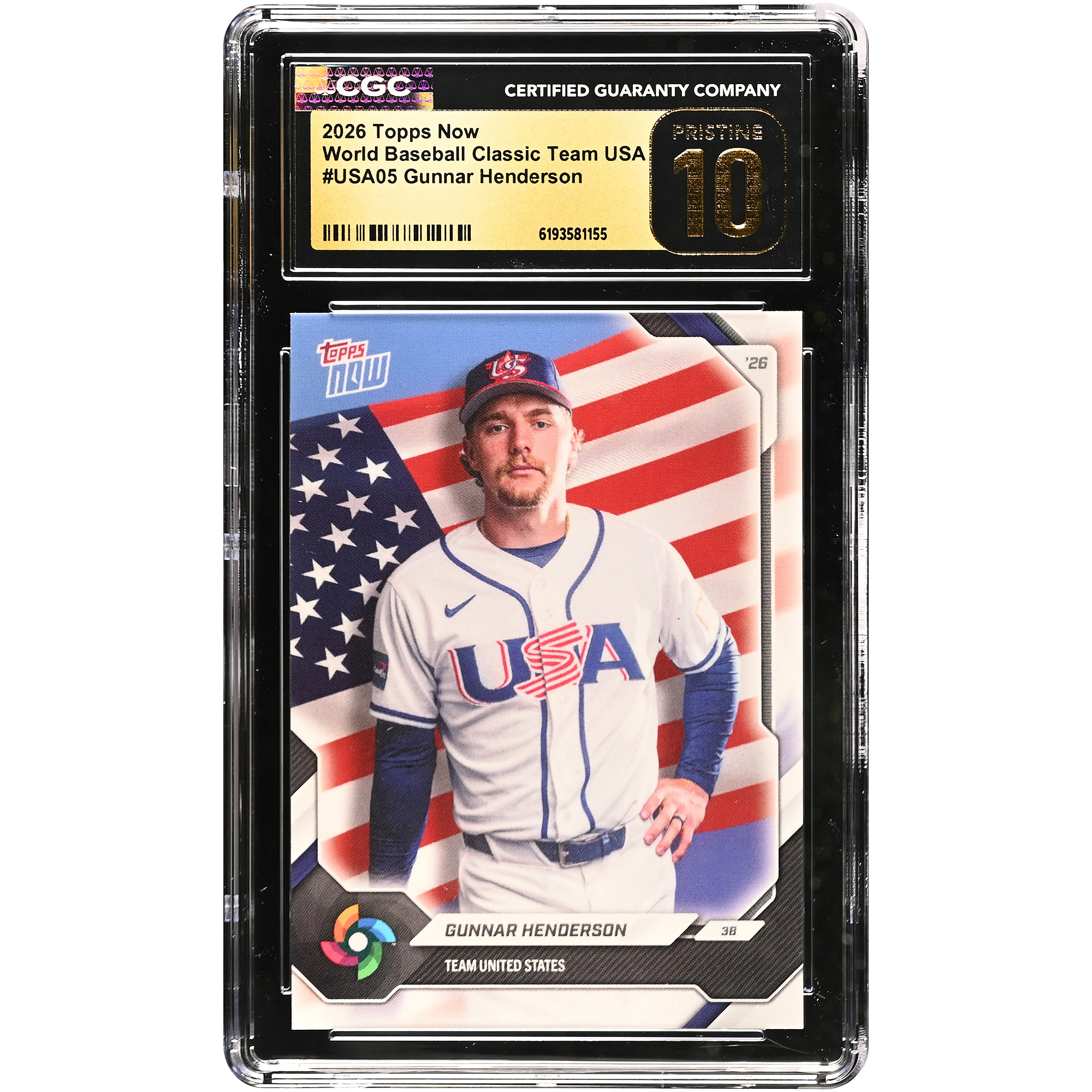 Gunnar Henderson USA Baseball 2026 Topps Now #USA05 CGC Authenticated Pristine 10 Card