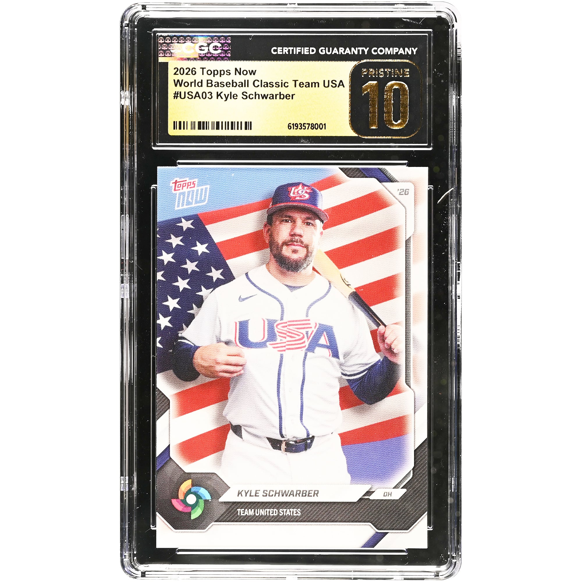 Kyle Schwarber USA Baseball 2026 Topps Now #USA03 CGC Authenticated Pristine 10 Card