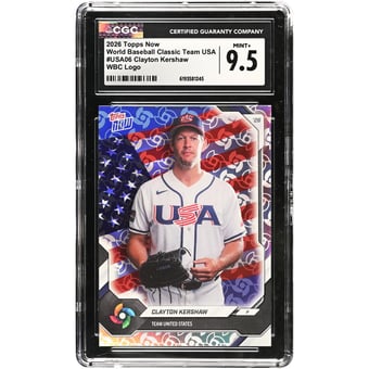 Clayton Kershaw USA Baseball 2026 Topps Now WBC Logo #USA06 CGC Authenticated 9.5 Card