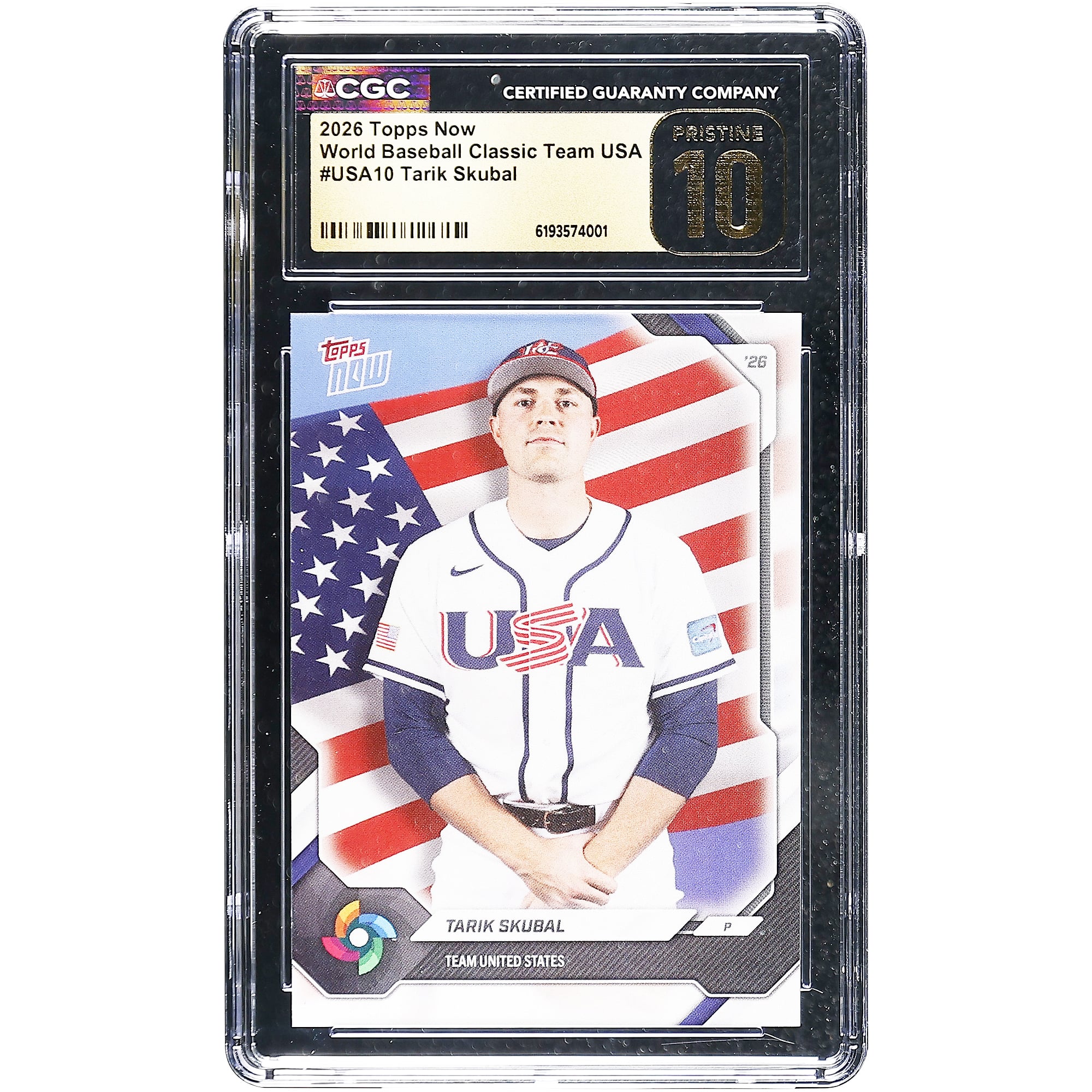 Tarik Skubal USA Baseball 2026 Topps Now #USA10 CGC Authenticated Pristine 10 Card. rookie card picture