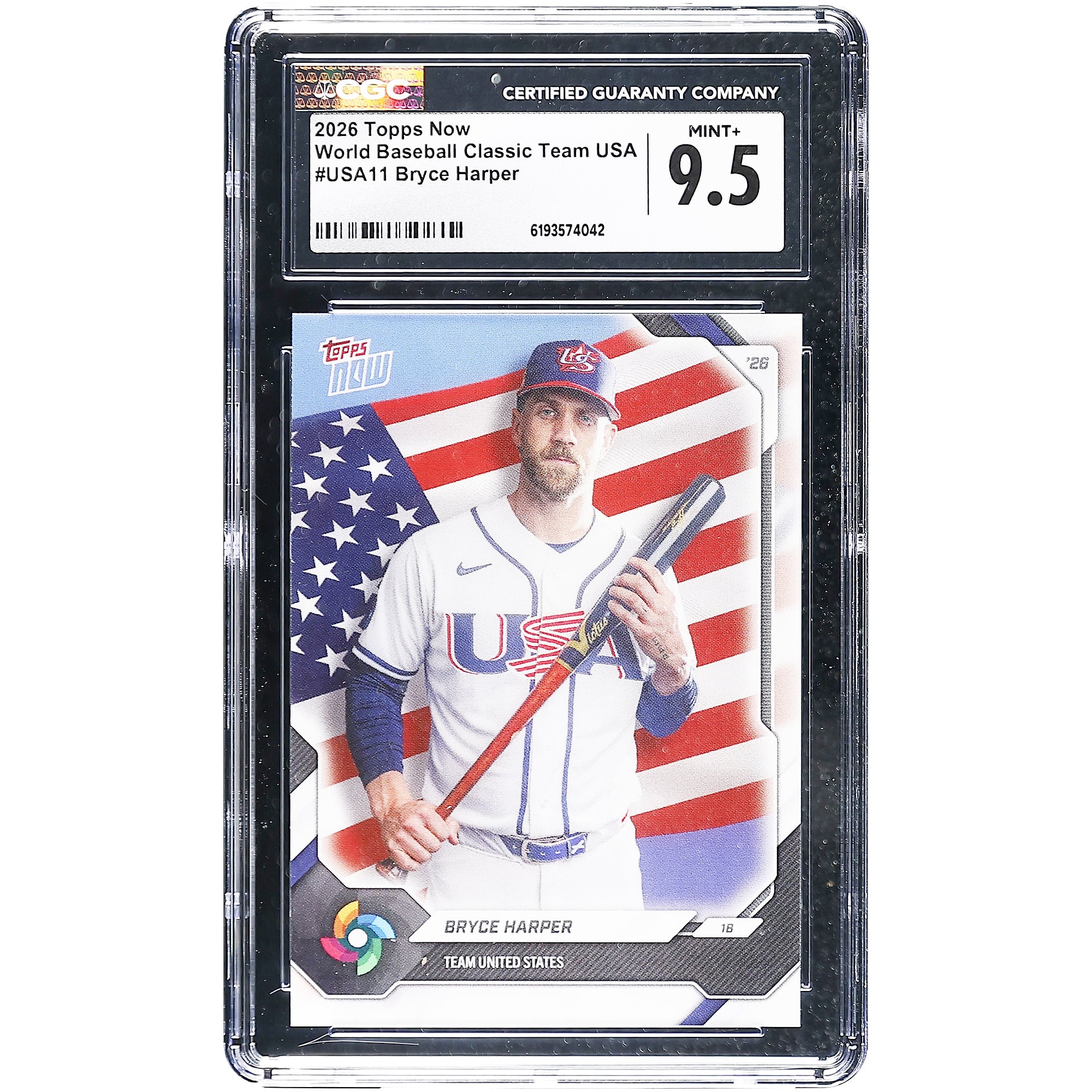 Bryce Harper USA Baseball 2026 Topps Now #USA11 CGC Authenticated 9.5 Card