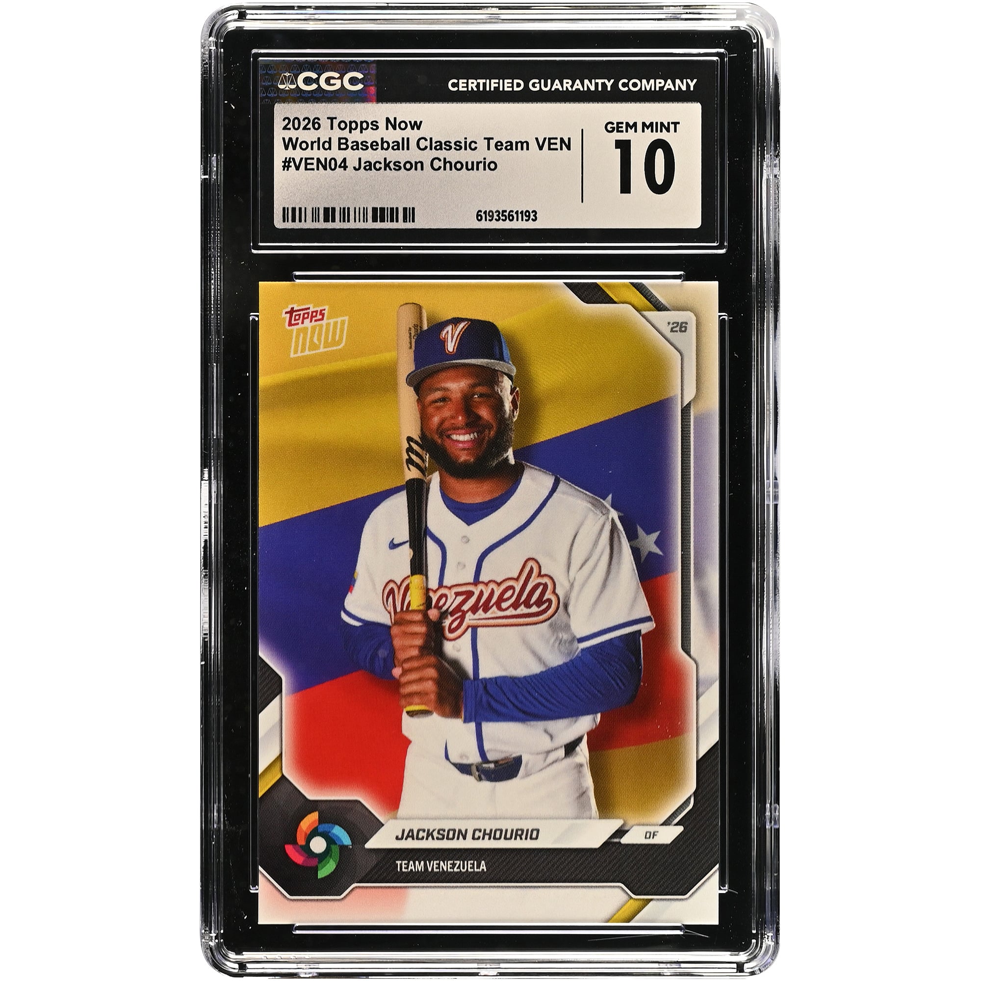 Jackson Chourio Venezuela Baseball 2026 Topps Now #VEN04 CGC Authenticated 10 Card