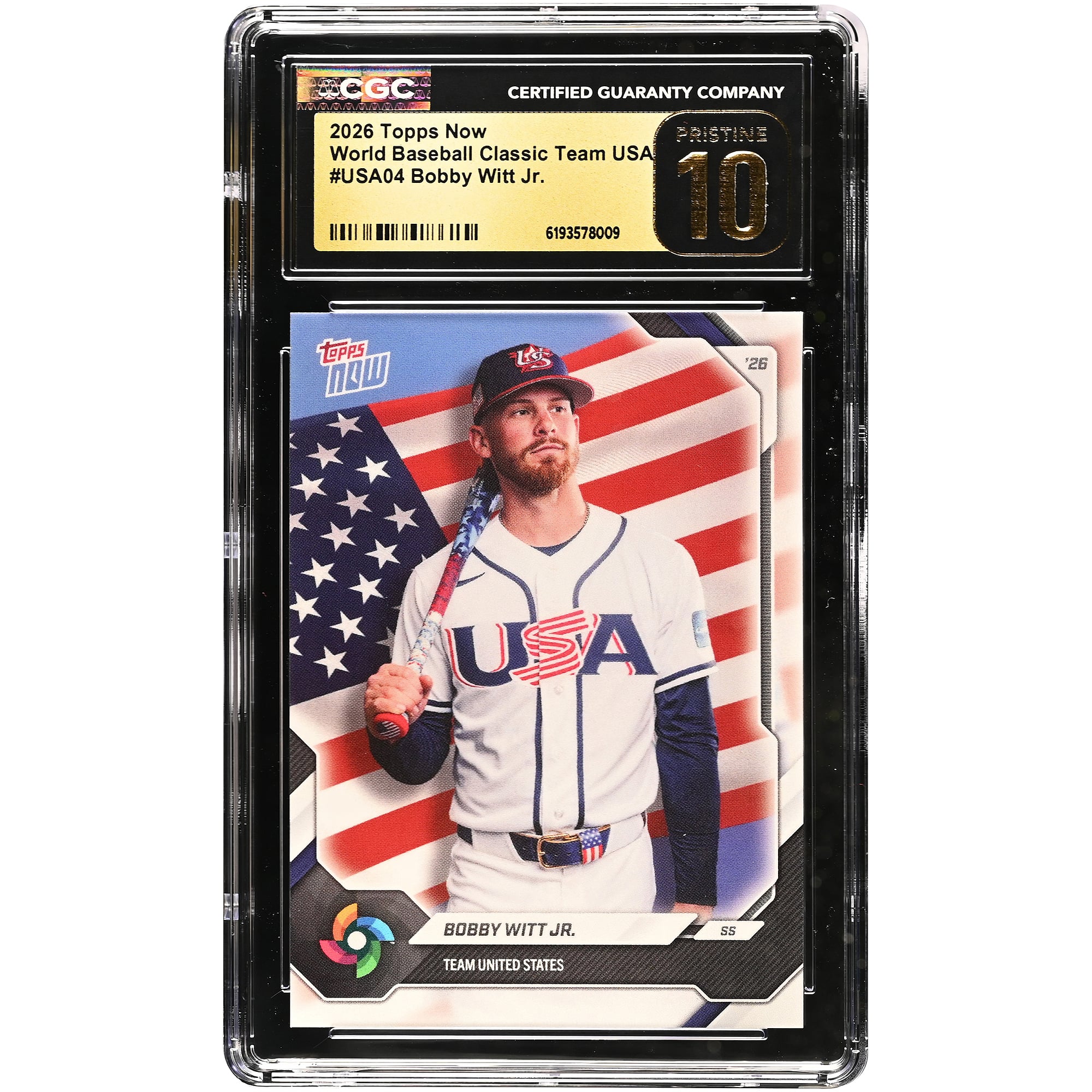 Bobby Witt Jr. USA Baseball 2026 Topps Now #USA04 CGC Authenticated Pristine 10 Card