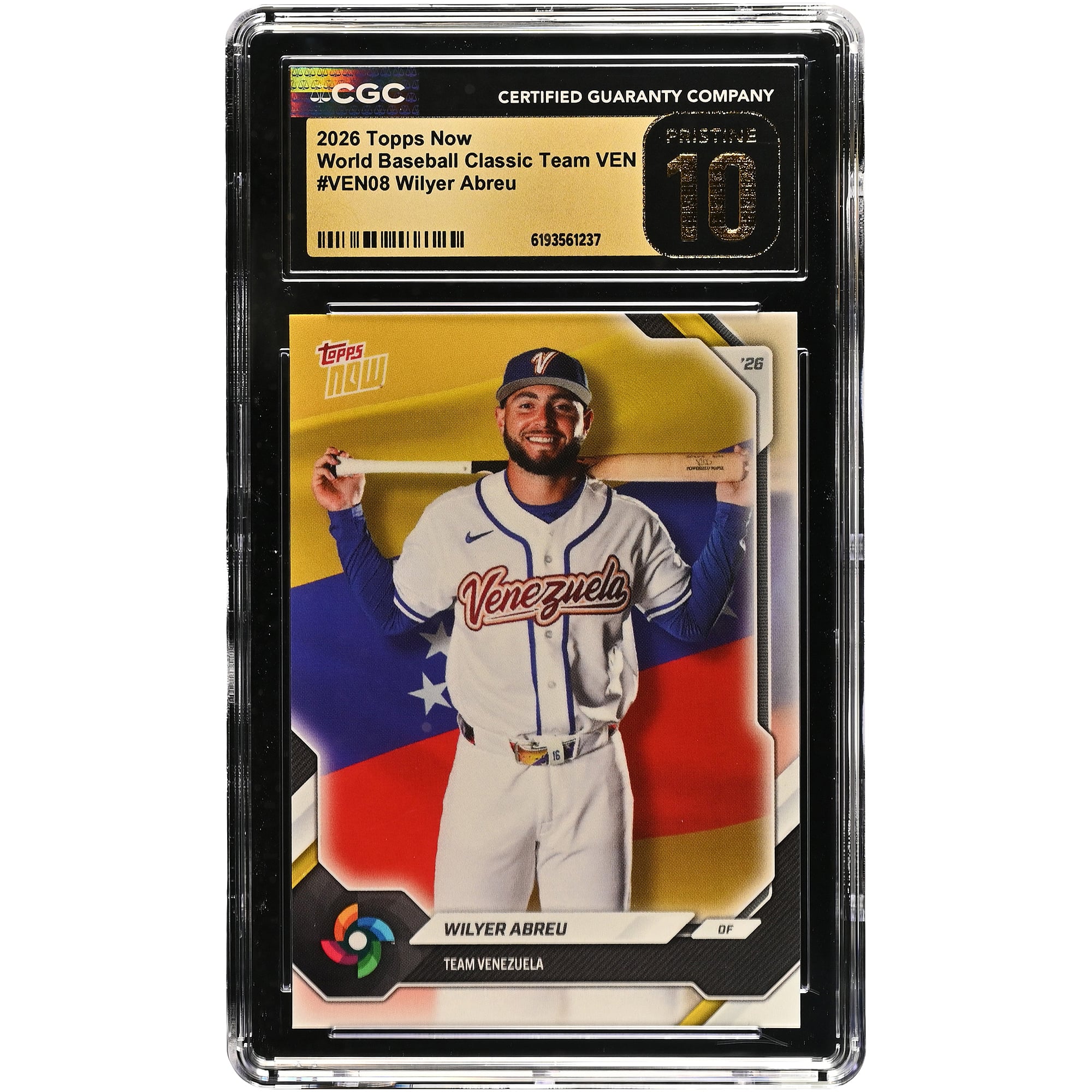 Wilyer Abreu Venezuela Baseball 2026 Topps Now #VEN08 CGC Authenticated Pristine 10 Card