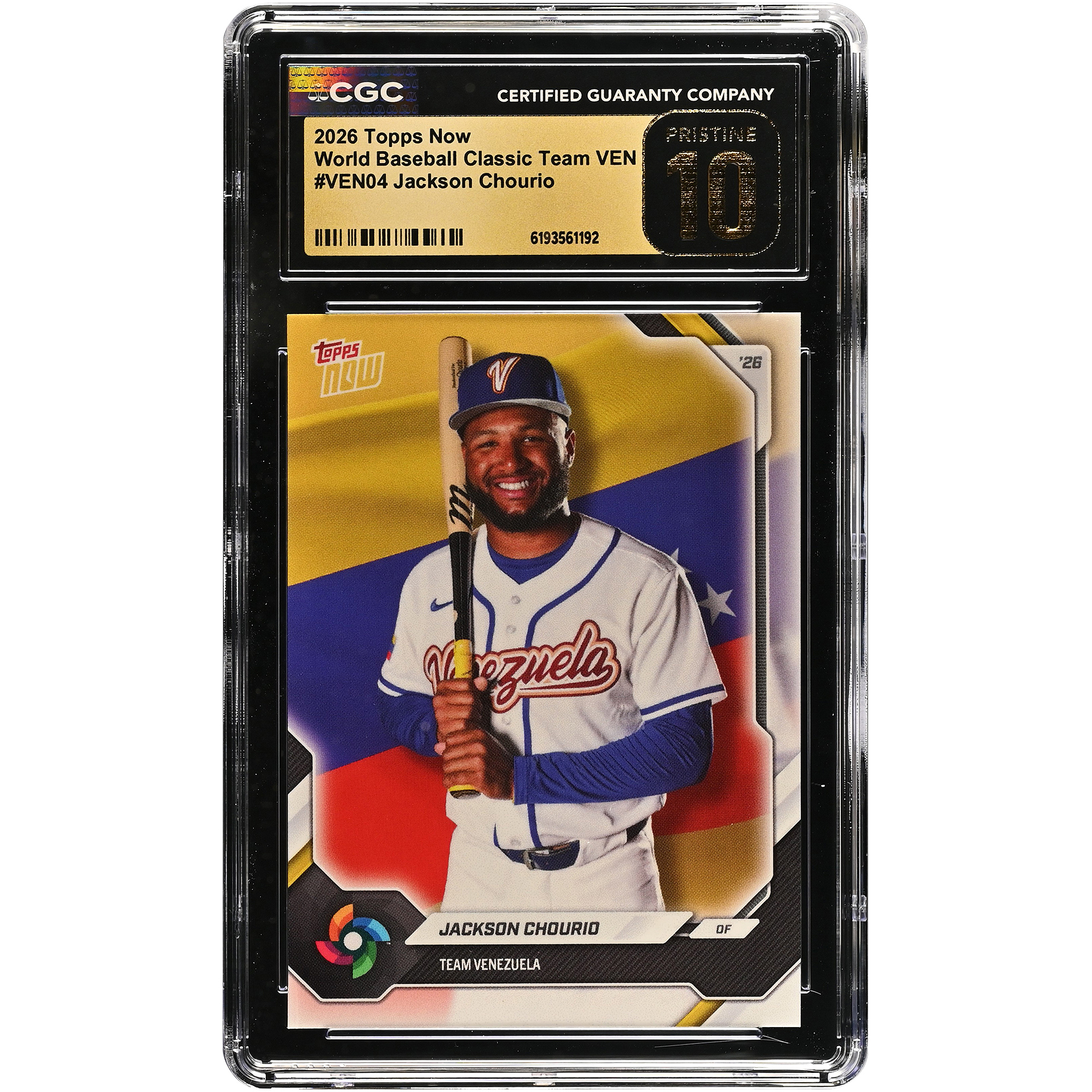 Jackson Chourio Venezuela Baseball 2026 Topps Now #VEN04 CGC Authenticated Pristine 10 Card Jackson Chourio Venezuela Baseball 2026 Topps Now #VEN04 CGC Authenticated Pristine 10 Card