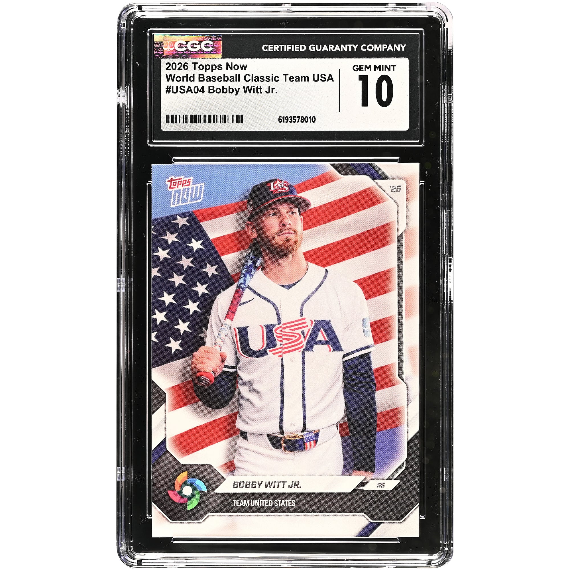 Bobby Witt Jr. USA Baseball 2026 Topps Now #USA04 CGC Authenticated 10 Card