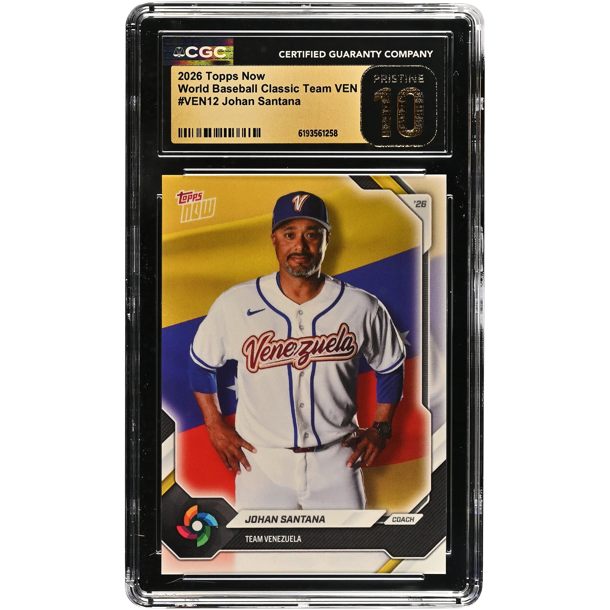 Johan Santana Venezuela Baseball 2026 Topps Now #VEN12 CGC Authenticated Pristine 10 Card