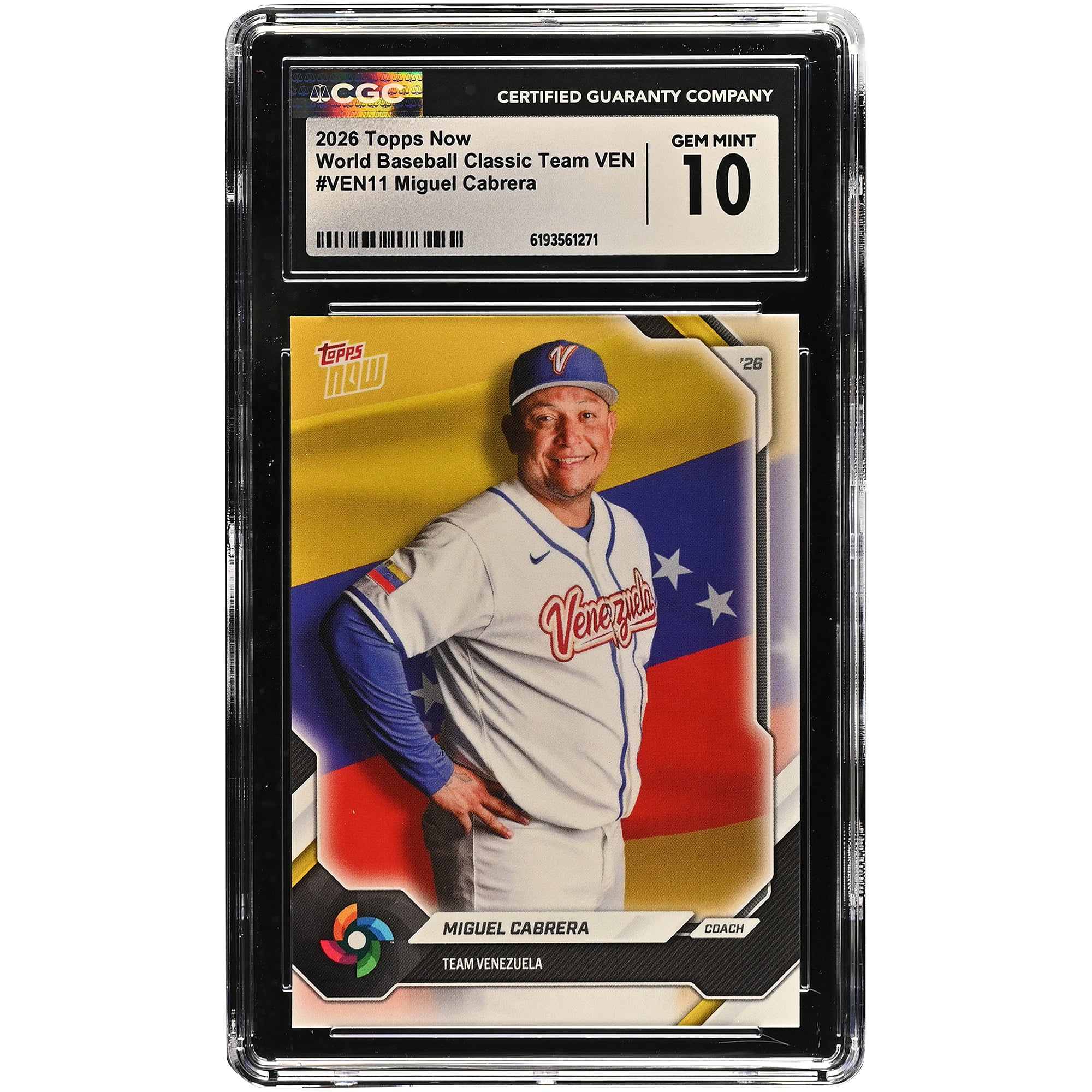 Miguel Cabrera Venezuela Baseball 2026 Topps Now #VEN11 CGC Authenticated 10 Card