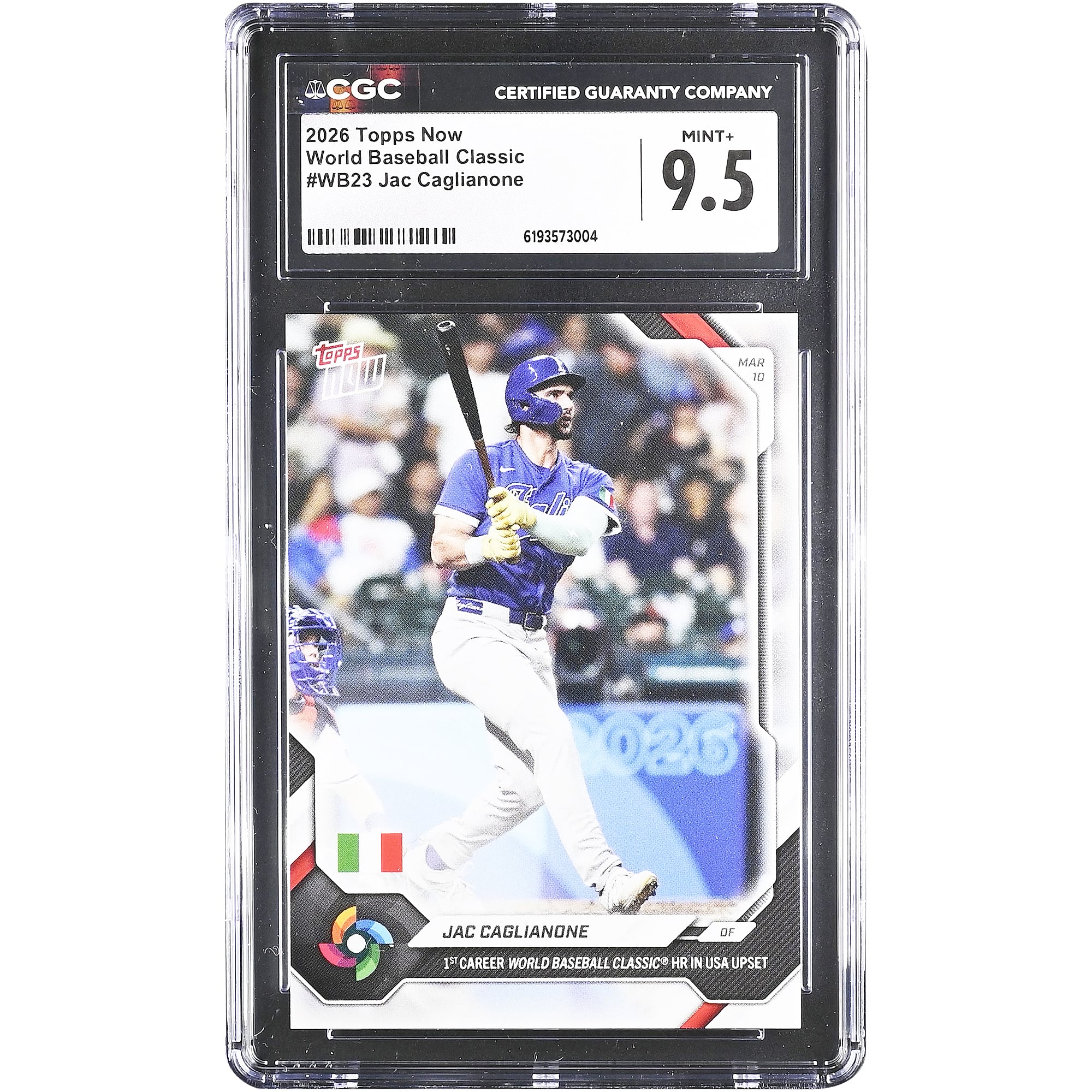 Jac Caglianone Italy Baseball 2026 Topps Now 1st Career World Baseball Classic HR in USA Upset #WB23 CGC Authenticated Card