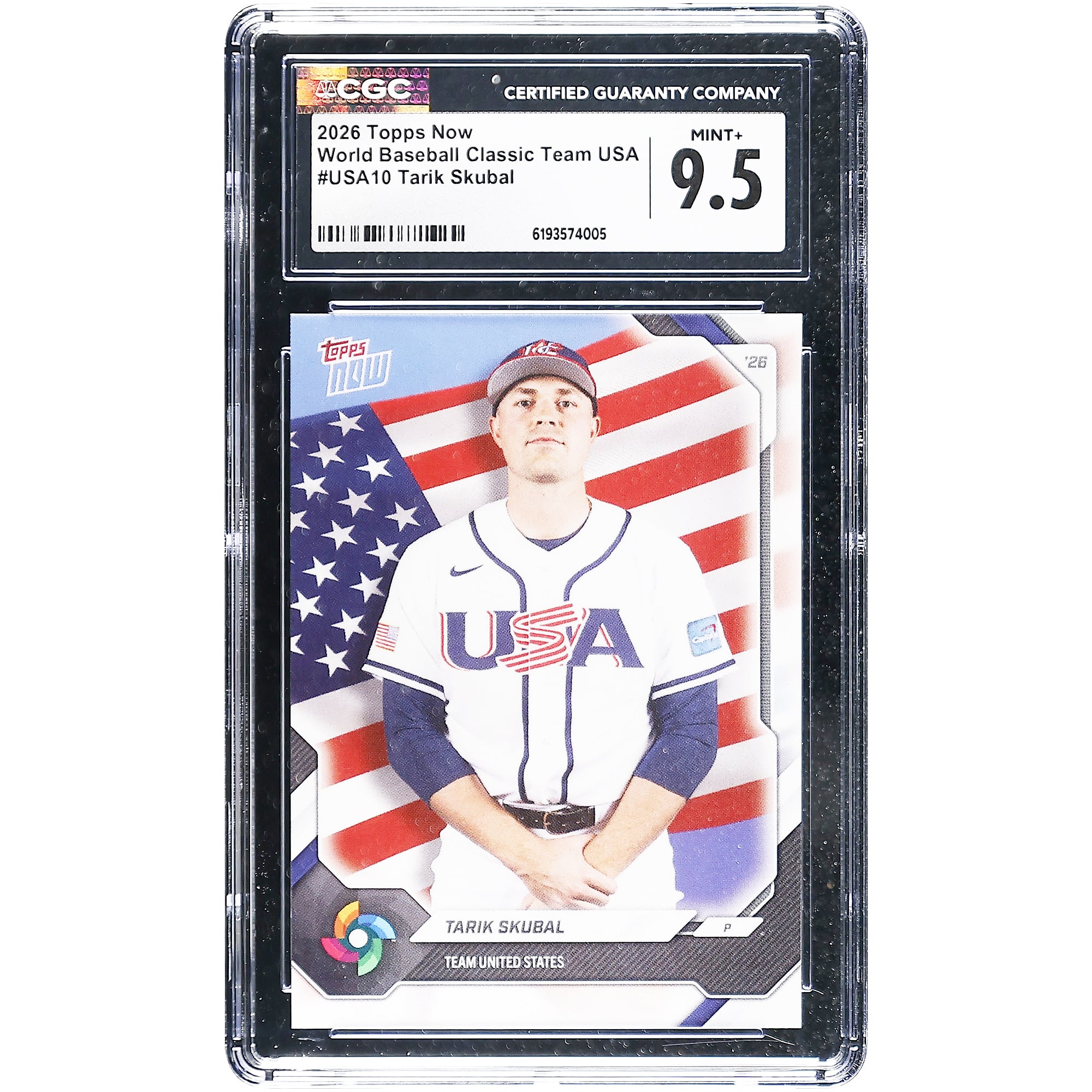 Tarik Skubal USA Baseball 2026 Topps Now #USA10 CGC Authenticated 9.5 Card. rookie card picture