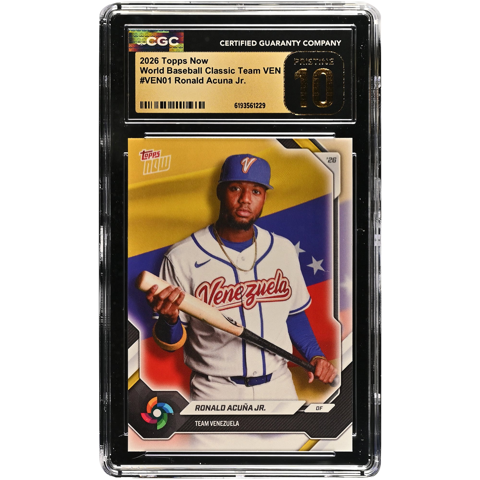 Ronald Acuna Jr. Venezuela Baseball 2026 Topps Now #VEN01 CGC Authenticated Pristine 10 Card