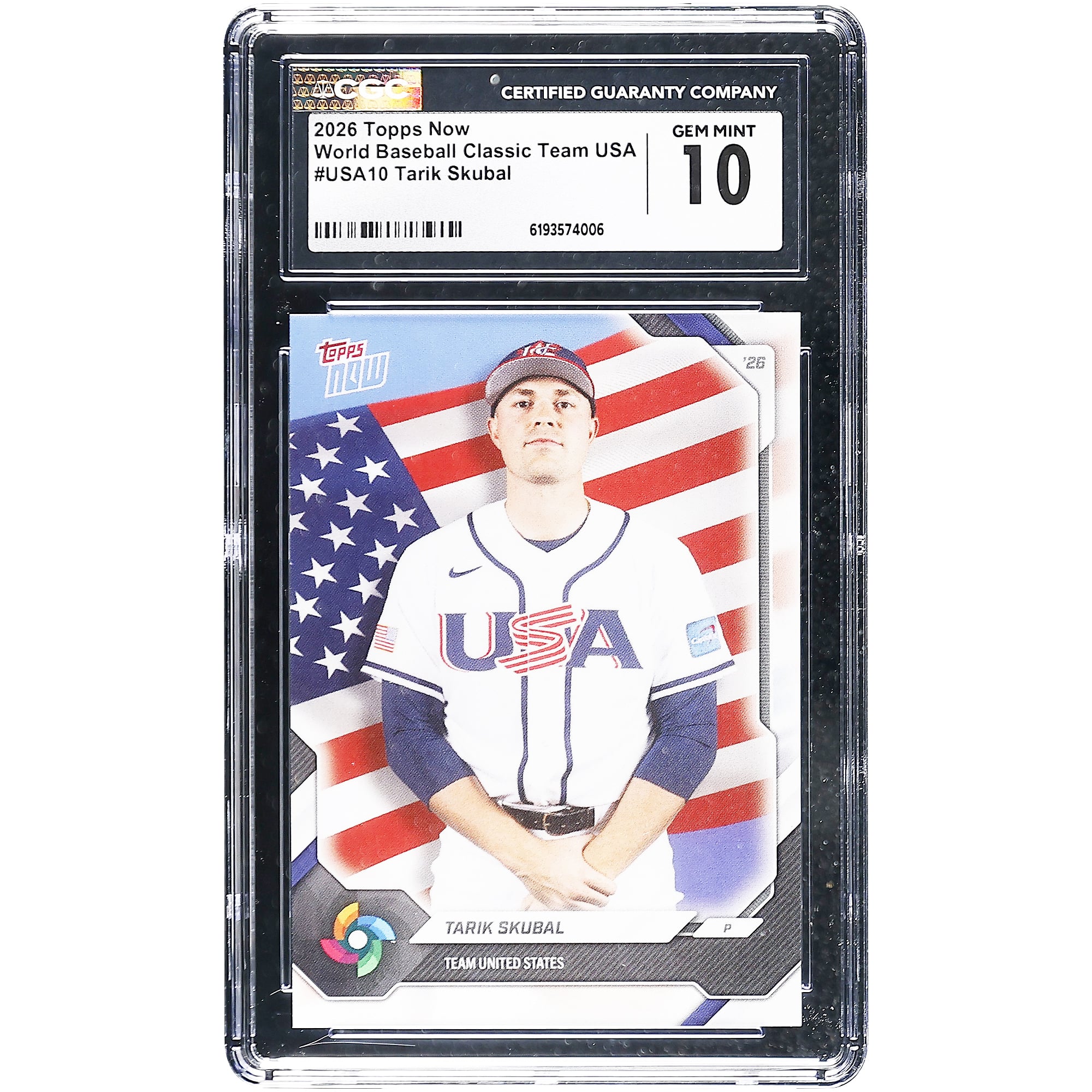 Tarik Skubal USA Baseball 2026 Topps Now #USA10 CGC Authenticated 10 Card. rookie card picture