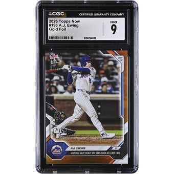 A.J. Ewing New York Mets 2026 Topps Now Historic MLB Debut Not Seen Since at Least 1900 Gold Foil #193 #/50 CGC Authenticated 9 Card
