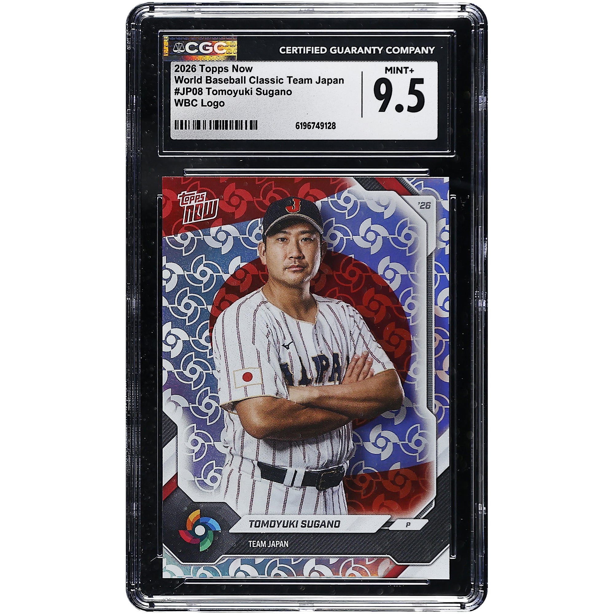 Tomoyuki Sugano Japan Baseball 2026 Topps Now World Baseball Classic Team Japan WBC Logo #JP08 CGC Authenticated MINT+ 9.5 Card